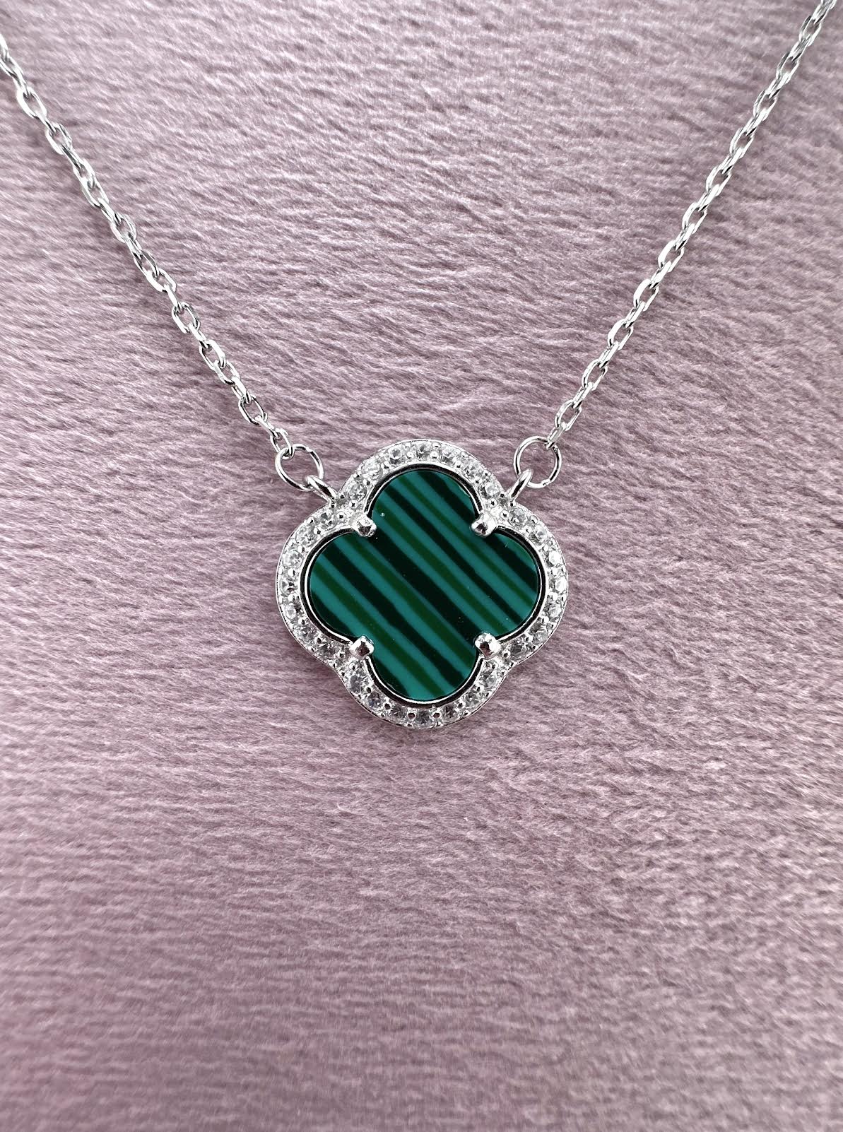Green Malachite Clover Necklace
