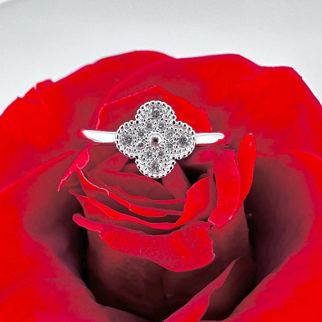 925 Sterling Silver Clover Four Leaf Ring