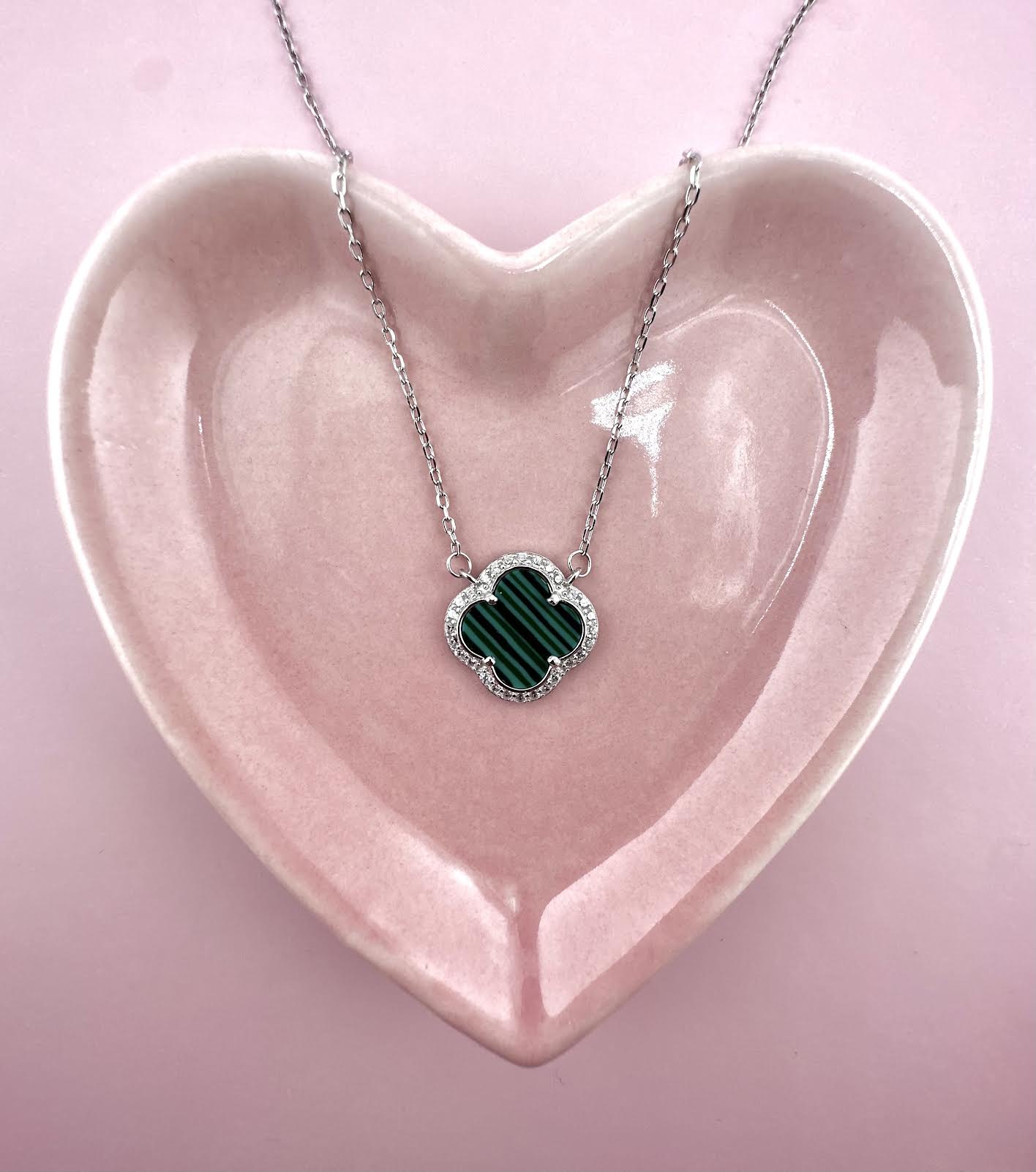 Green Malachite Clover Necklace