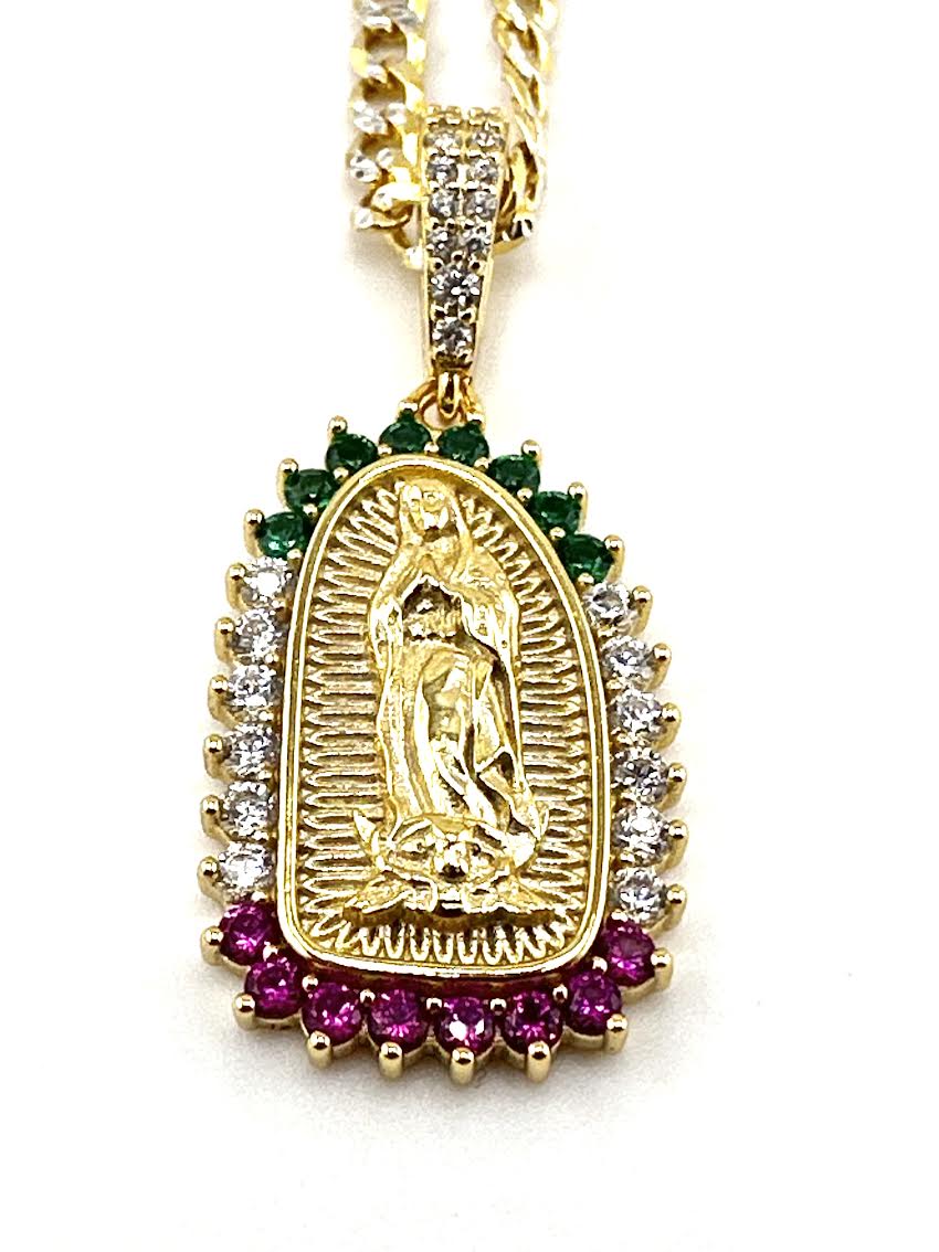 925 Sterling Silver Virgin Mary/ Our Lady of Guadalupe Multicolor Necklace