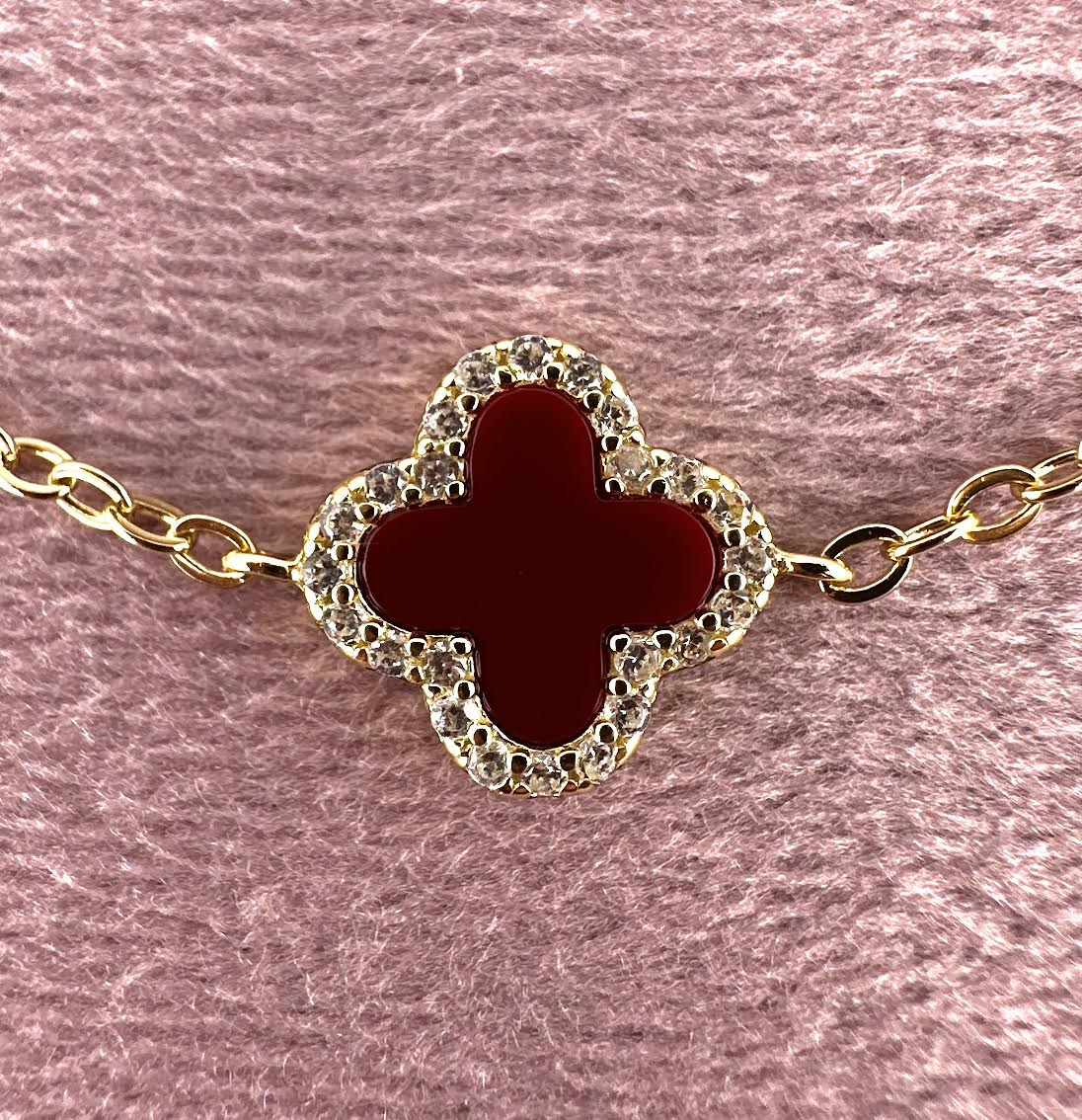 925 Sterling Silver Maroon Red Clover