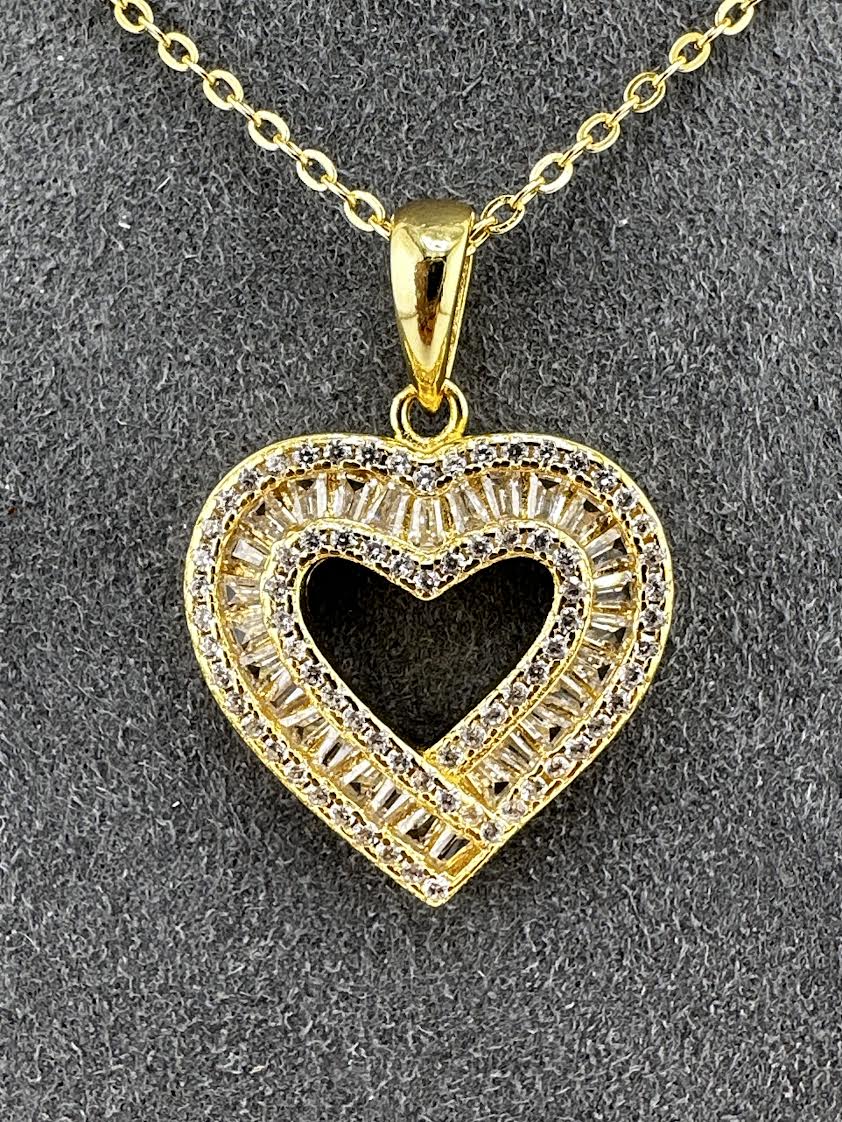 18K Gold Plated over 925 Sterling Silver Love Heart Necklace