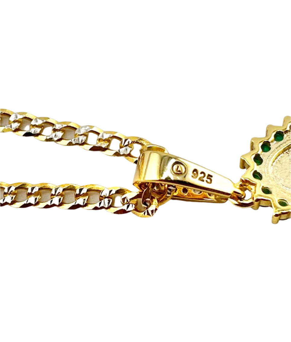 925 Sterling Silver Virgin Mary/ Our Lady of Guadalupe Multicolor Necklace