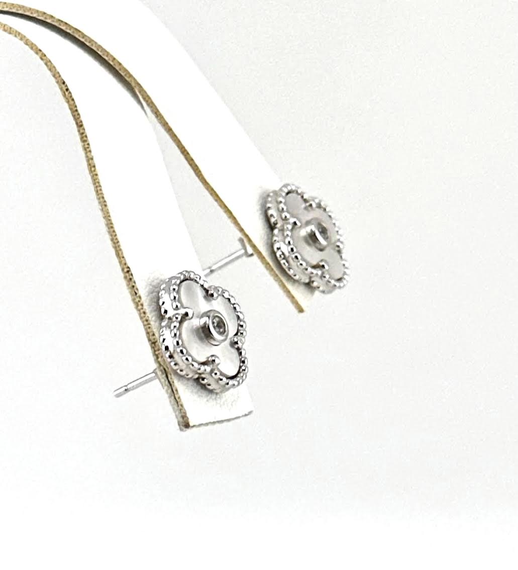 Mother Of Pearl 4 Leaf Clover Studs