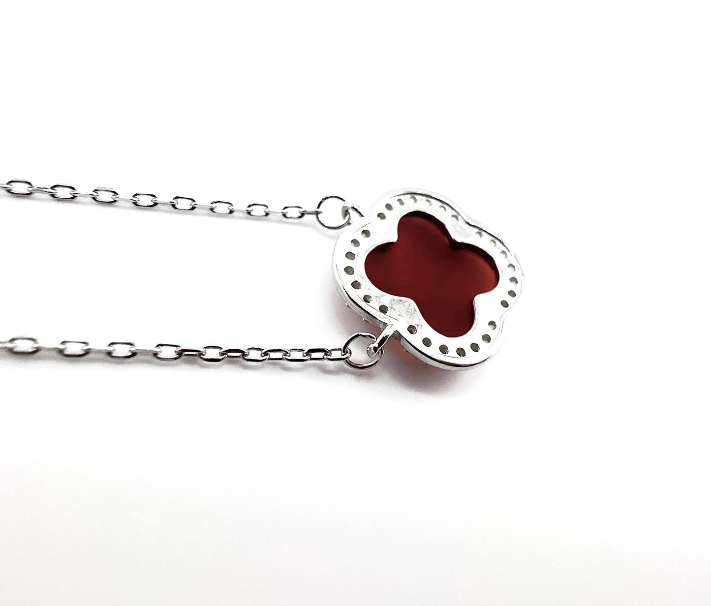 Red Maroon Clover Necklace