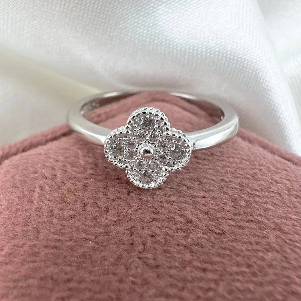 925 Sterling Silver Clover Four Leaf Ring