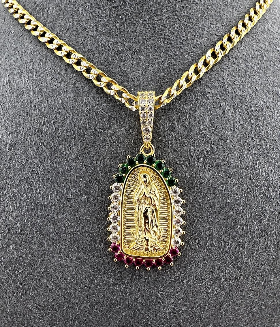 925 Sterling Silver Virgin Mary/ Our Lady of Guadalupe Multicolor Necklace