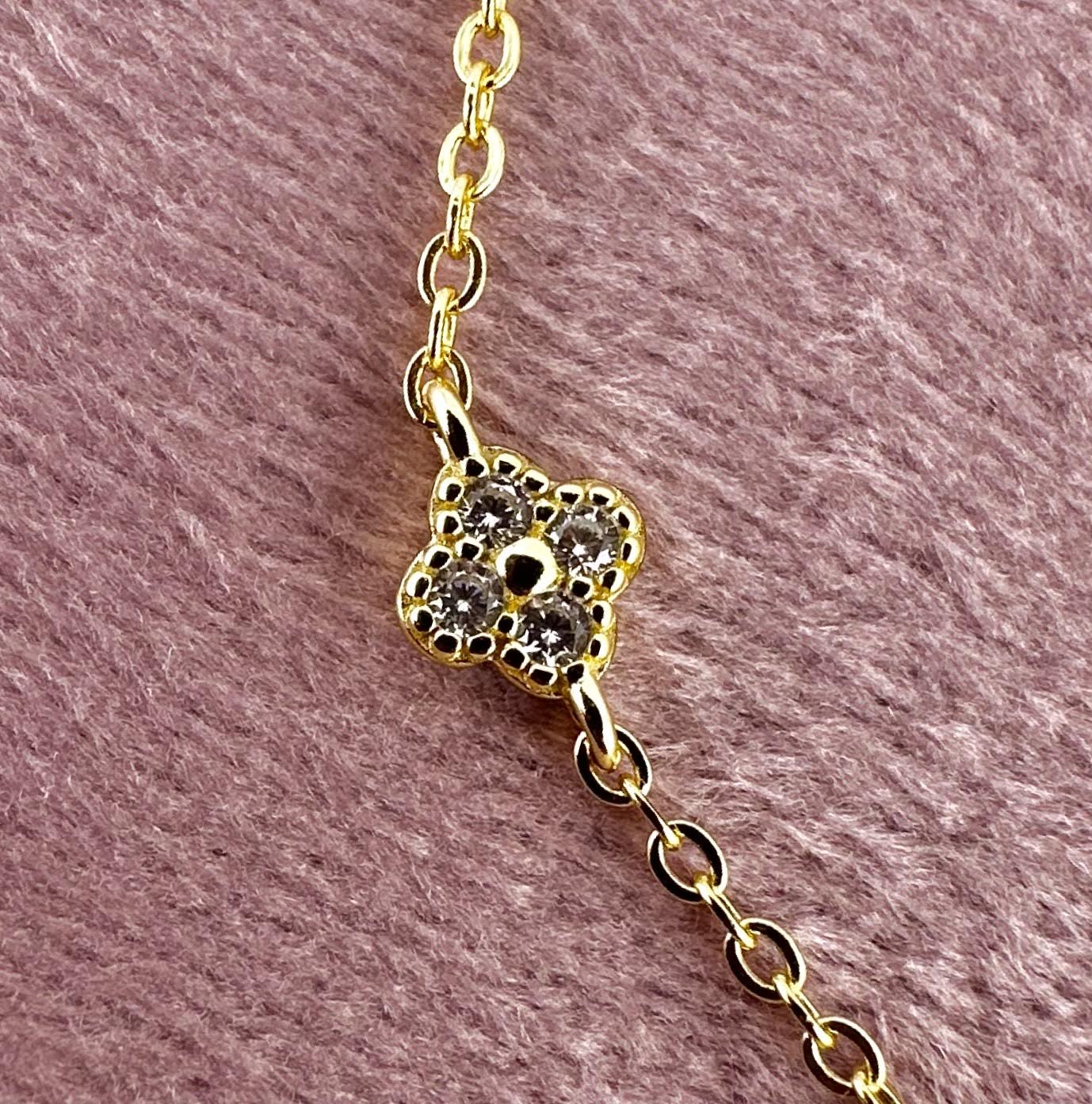 18K Gold Plated 925 Ster Dainty Clover Bracelet