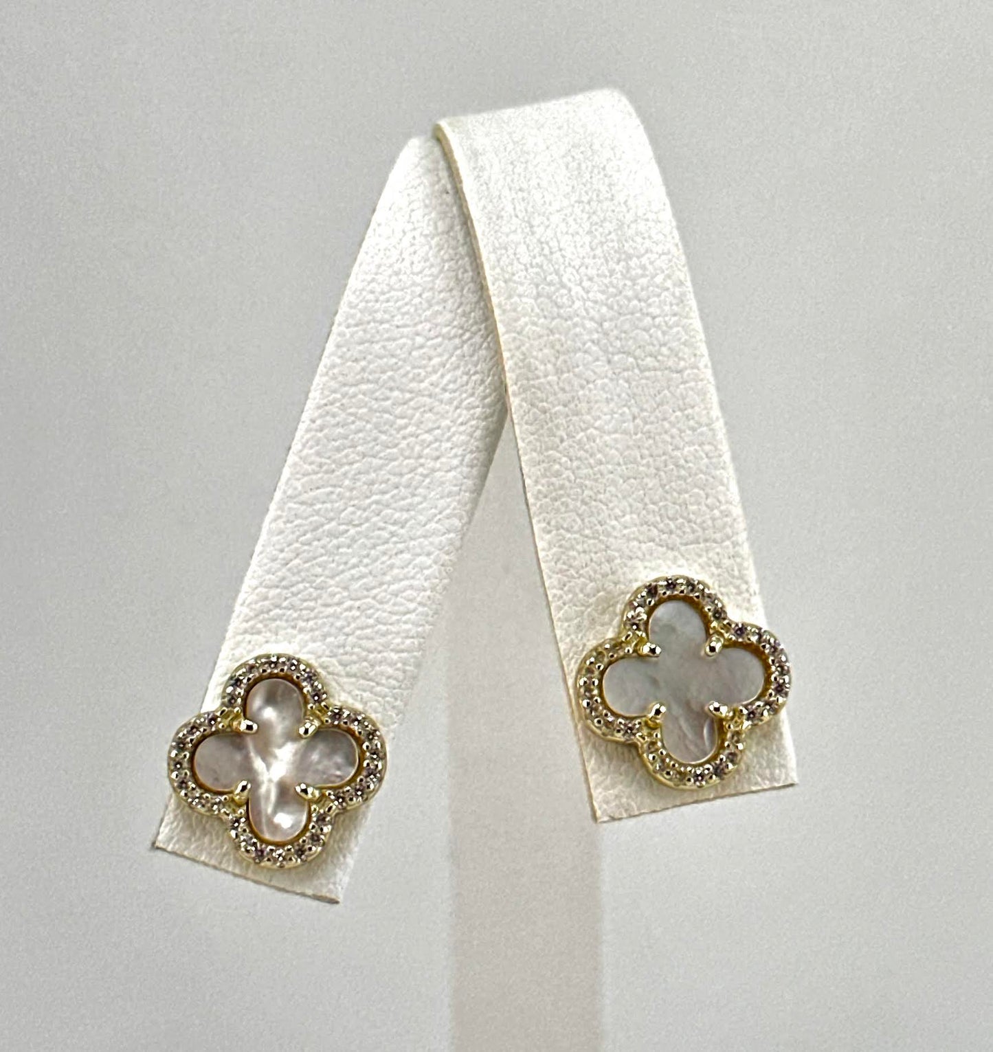 Mother of Pearl Clover Stud Earrings