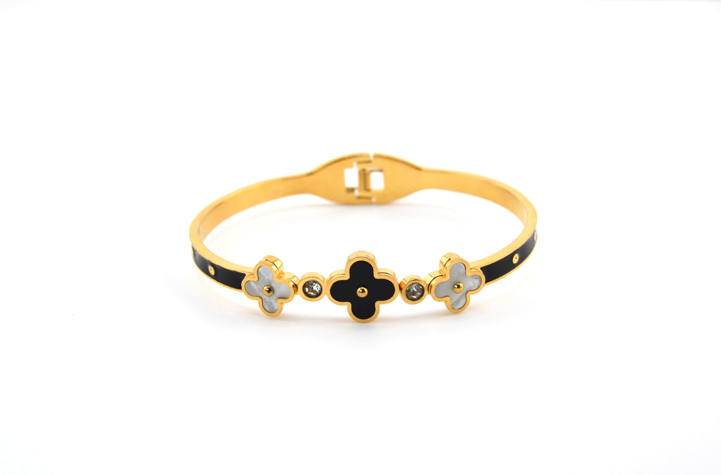 Stainless Steel Clover Bangle Bracelet