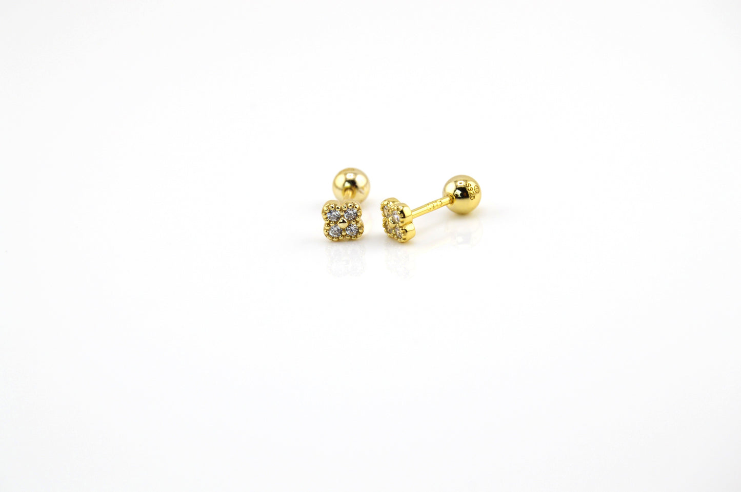 925 Sterling Silver Dainty Clover Stud Earrings