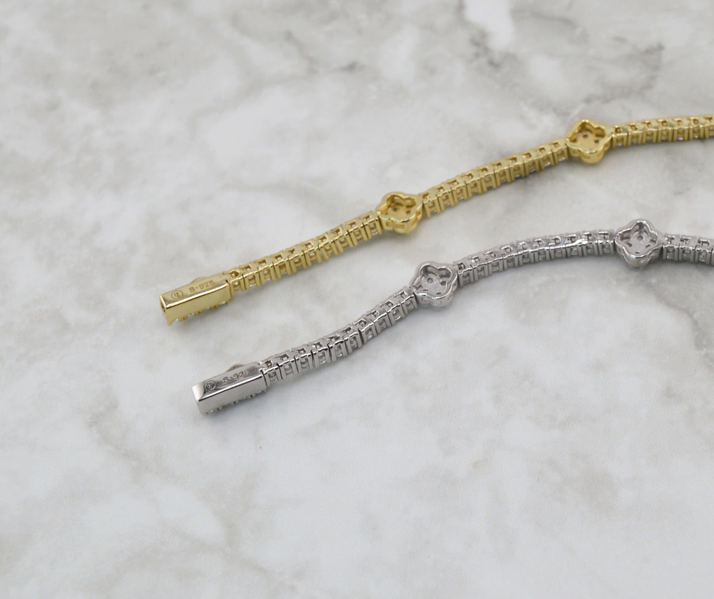 925 Sterling Silver Clover Tennis Bracelet