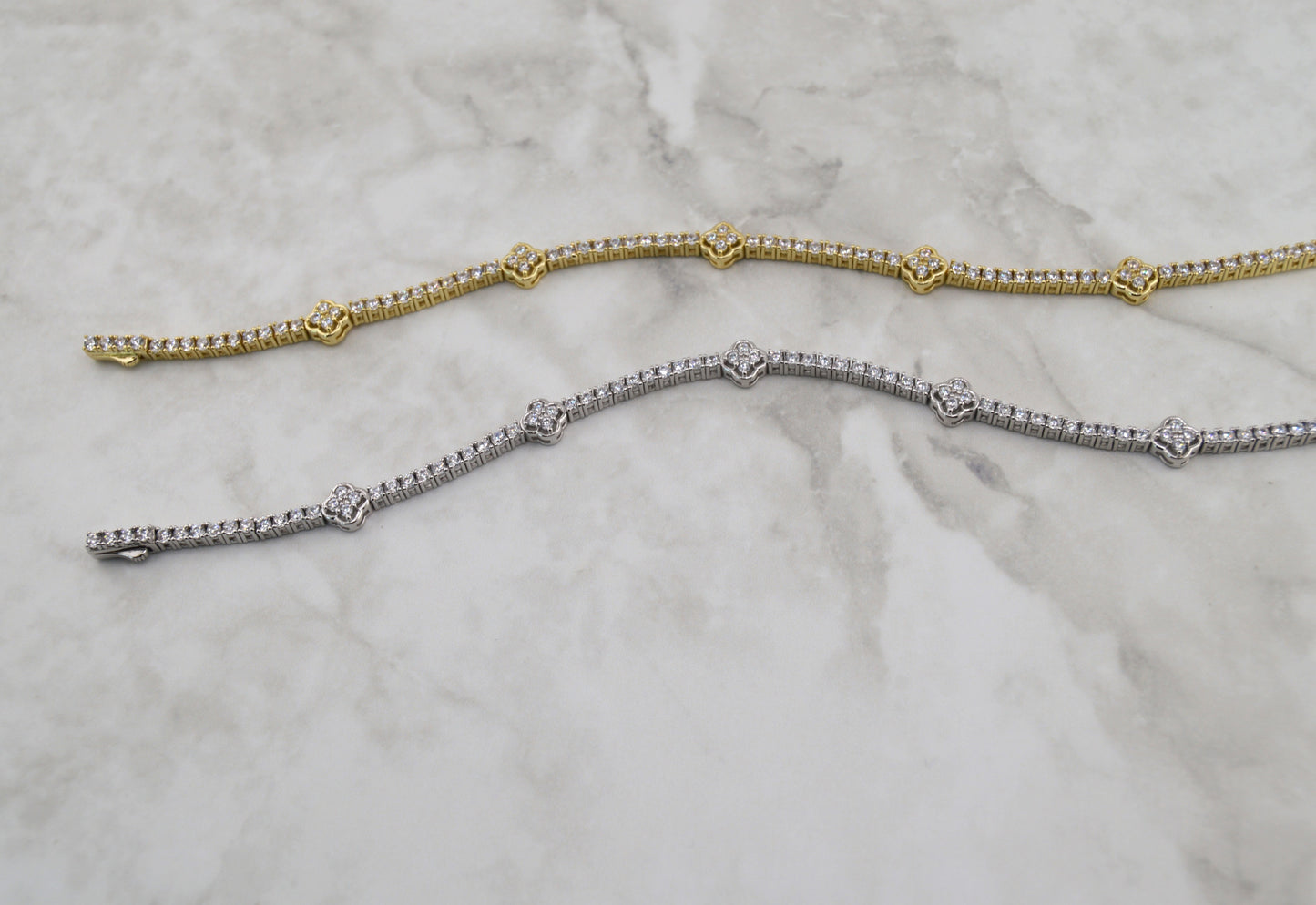 925 Sterling Silver Clover Tennis Bracelet