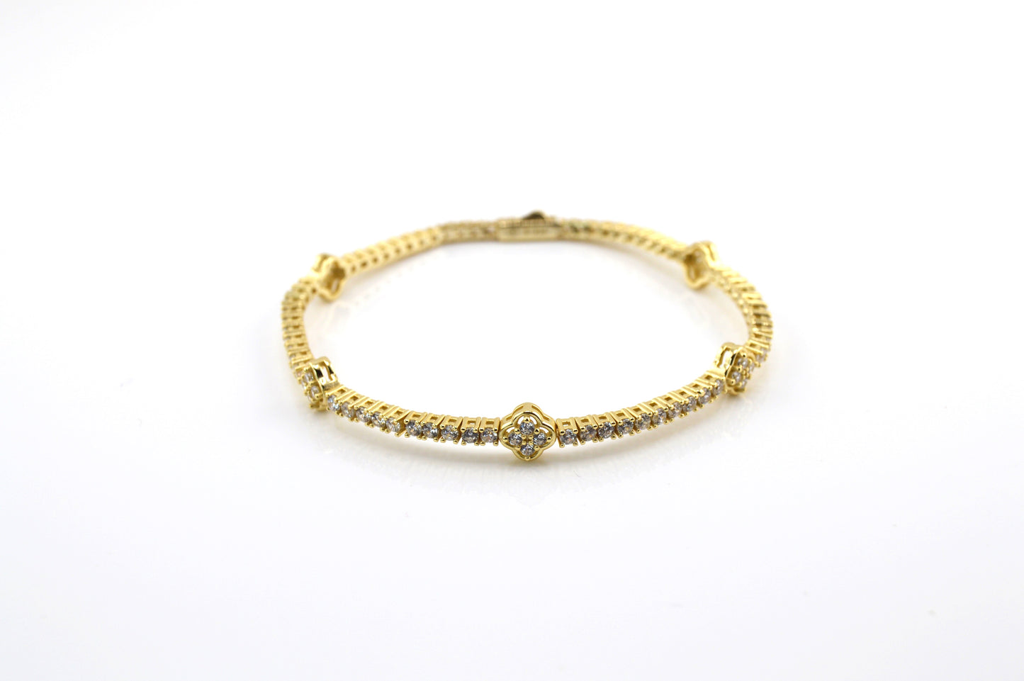 925 Sterling Silver Clover Tennis Bracelet