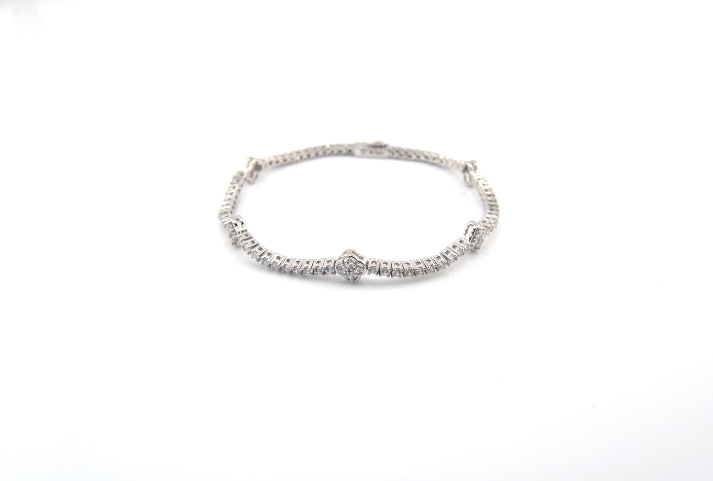 925 Sterling Silver Clover Tennis Bracelet