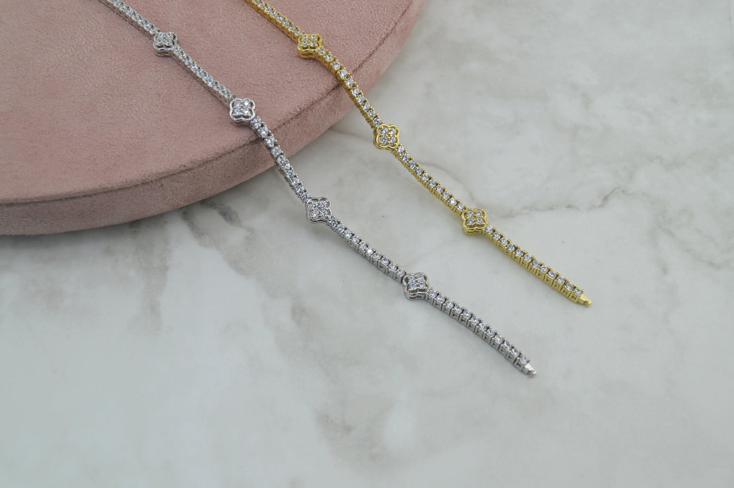 925 Sterling Silver Clover Tennis Bracelet