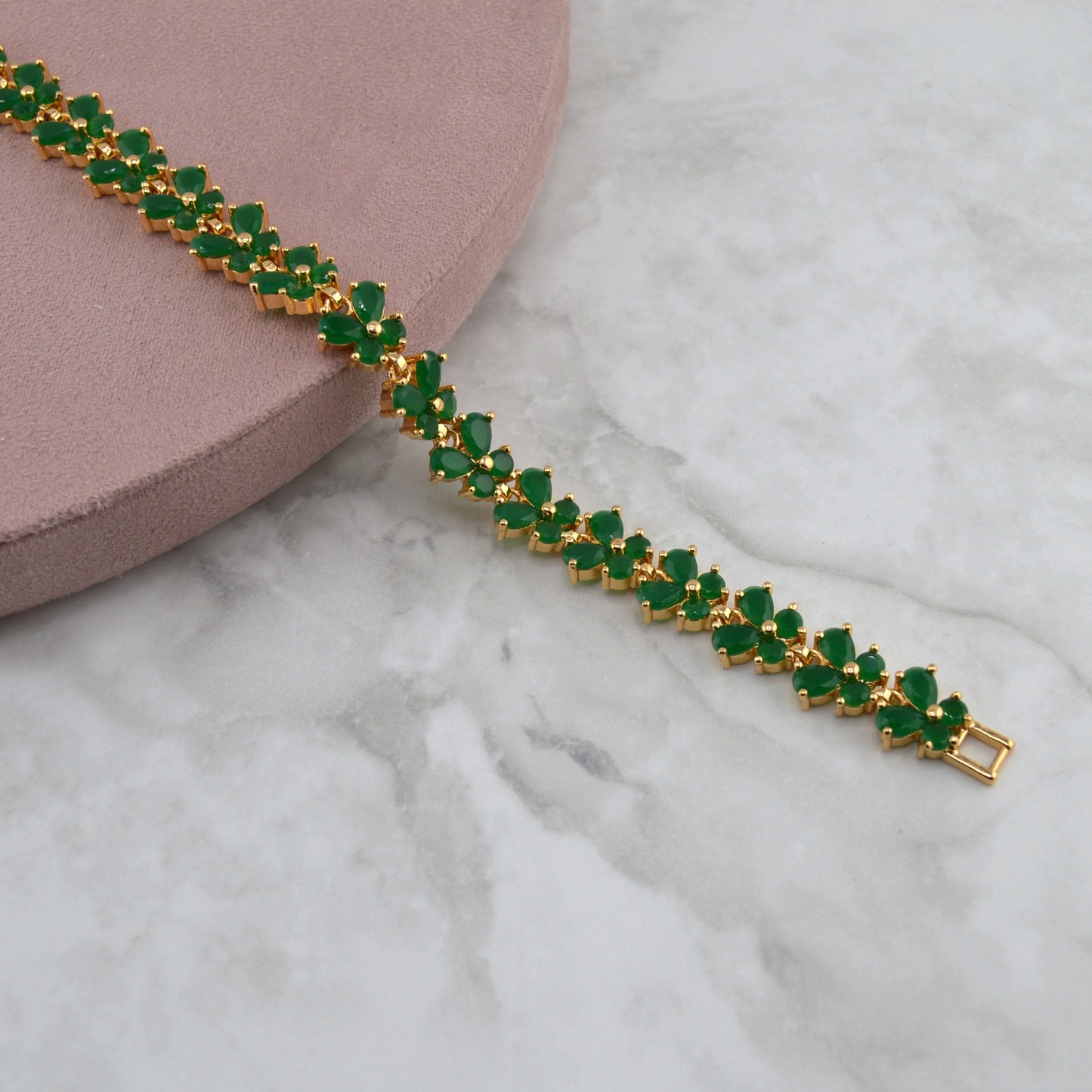 Gold Filled Green Butterfly CZ Bracelet
