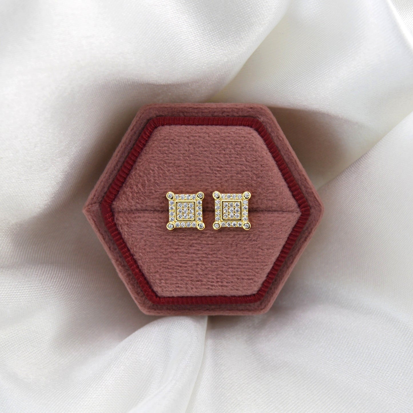 925 Sterling Silver Dainty Square Screw Stud Earrings