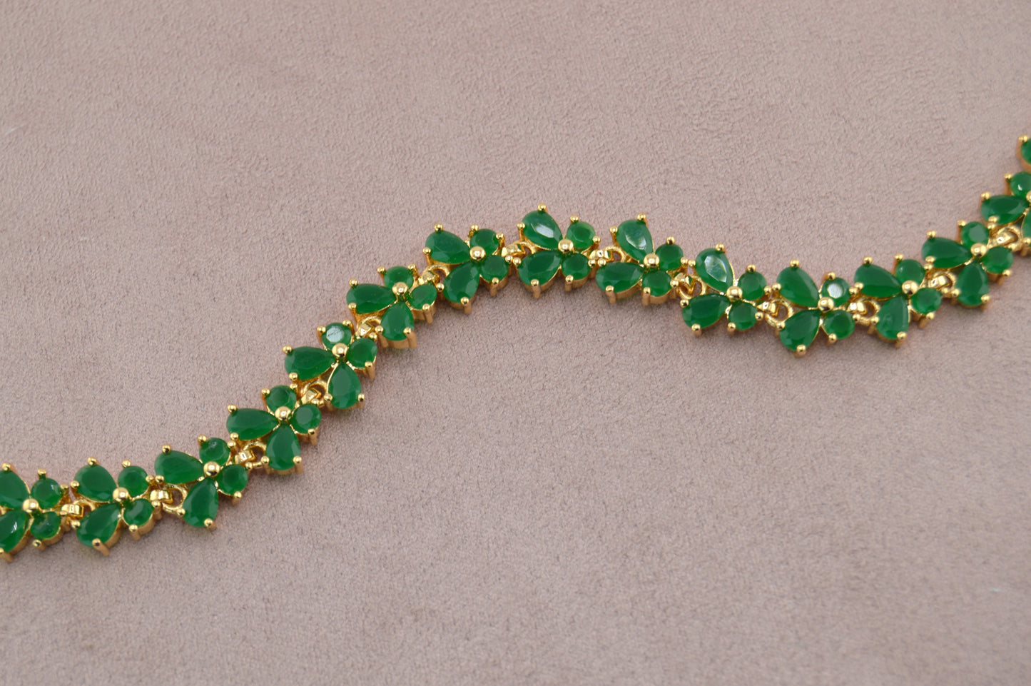 Gold Filled Green Butterfly CZ Bracelet