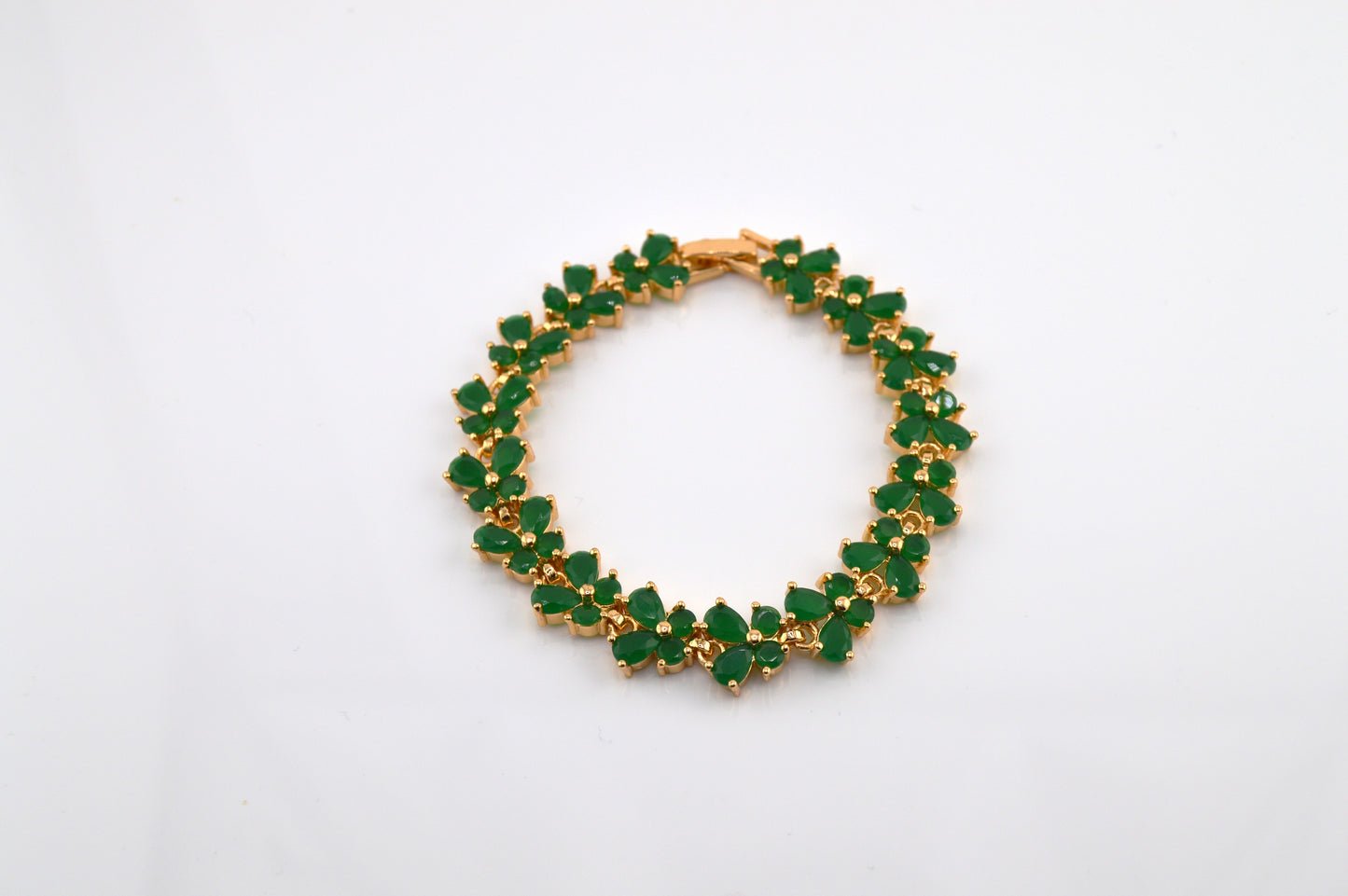 Gold Filled Green Butterfly CZ Bracelet