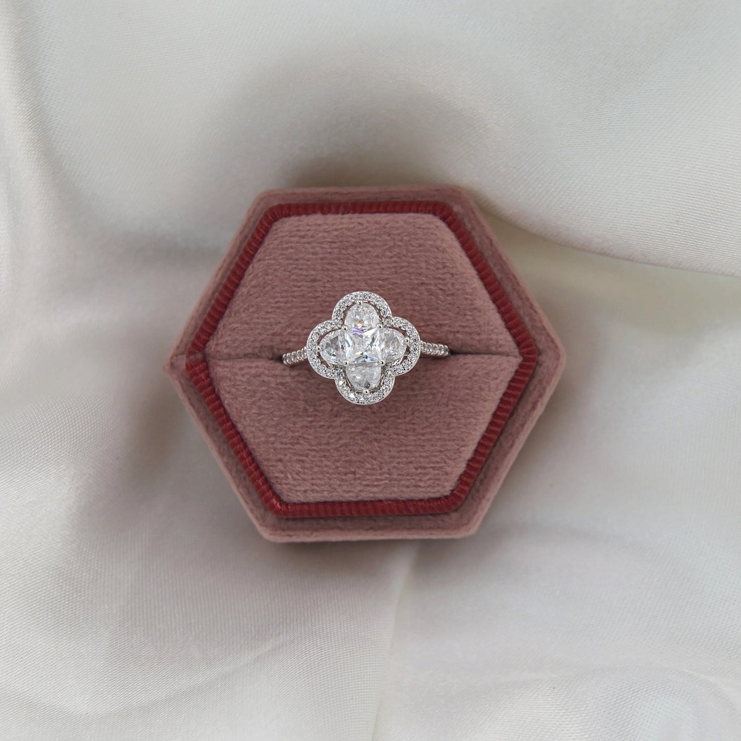 Cubic Zirconia Clover Ring