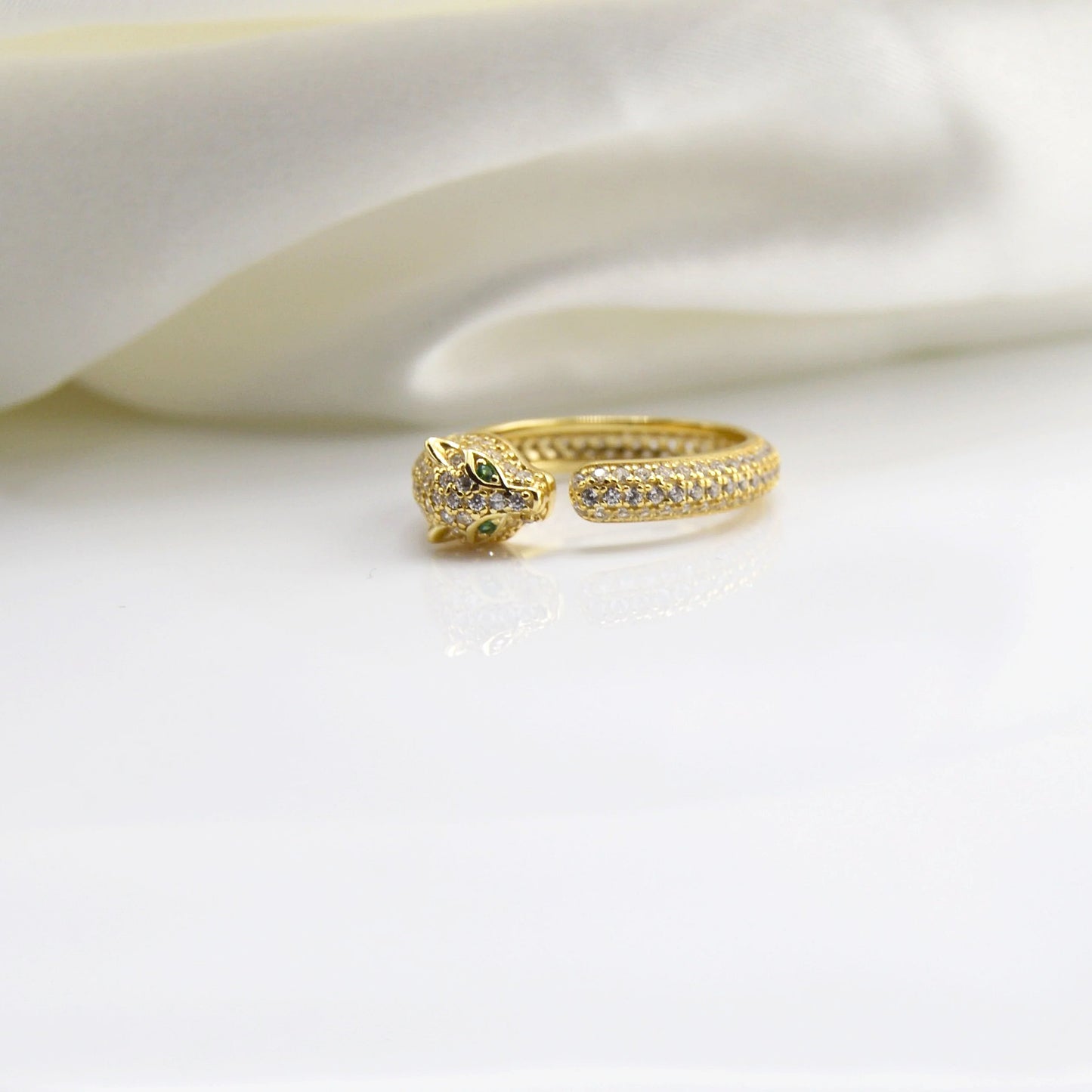 18K Gold Plated over 925 Sterling Silver Jaguar Band Ring