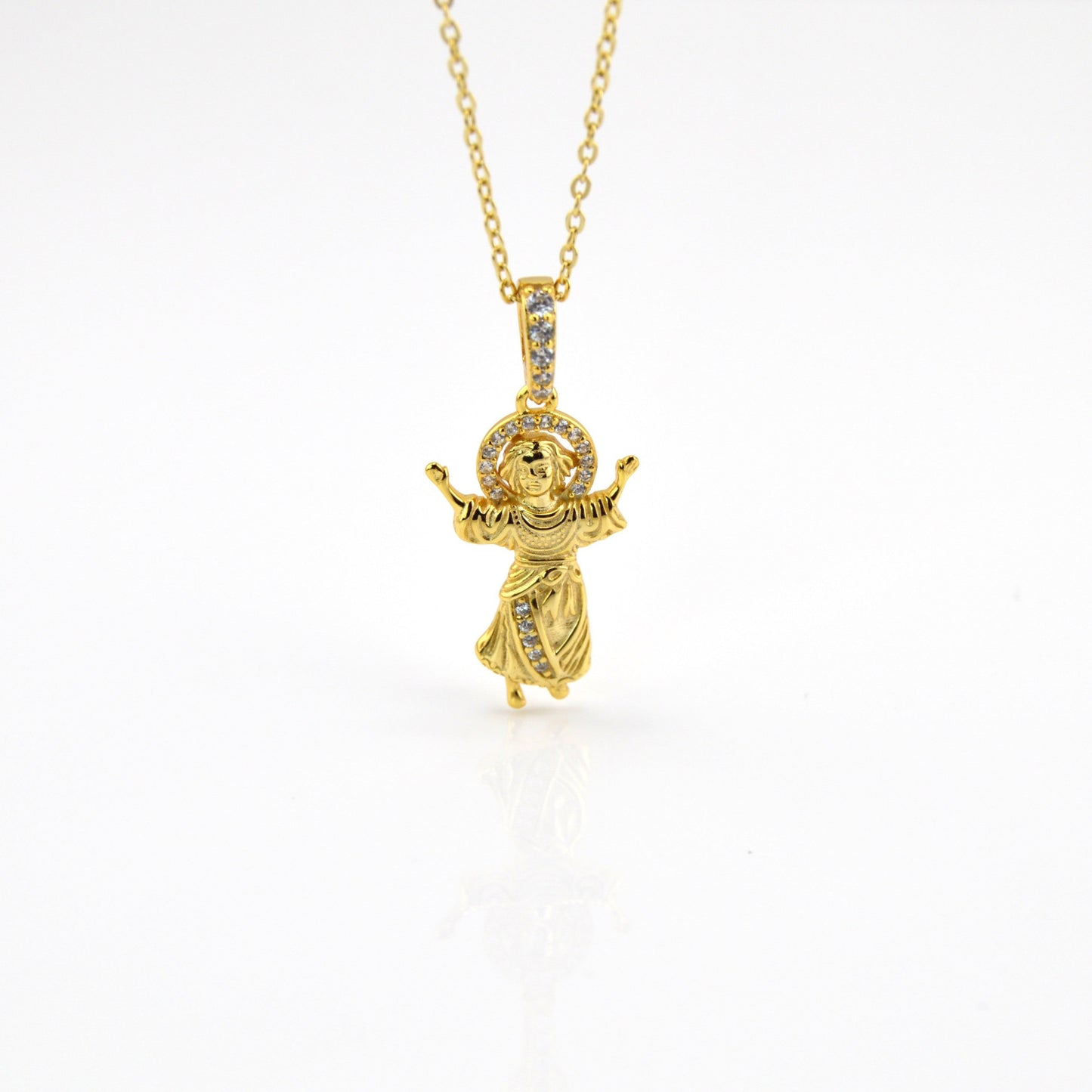 18K Gold Plated Over 925 Sterling Silver Jesus Christ Necklace