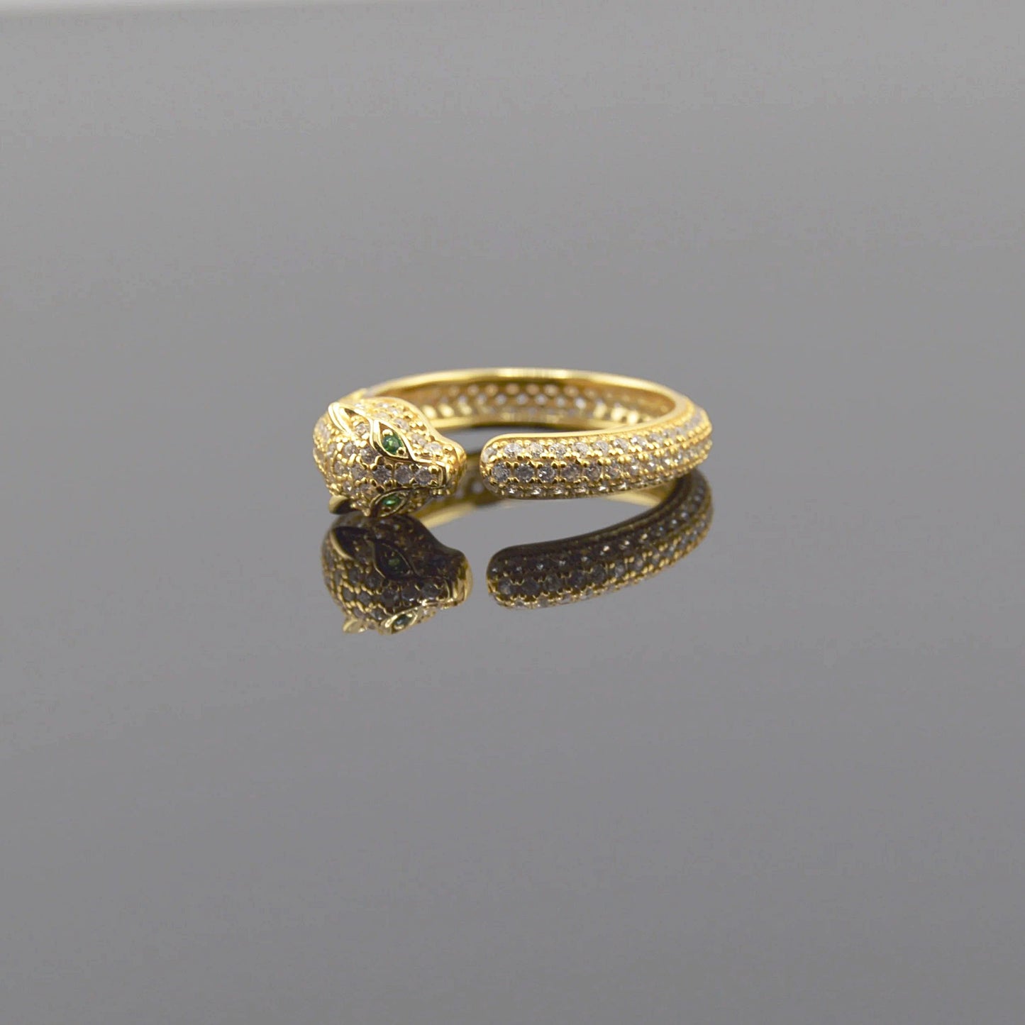 18K Gold Plated over 925 Sterling Silver Jaguar Band Ring