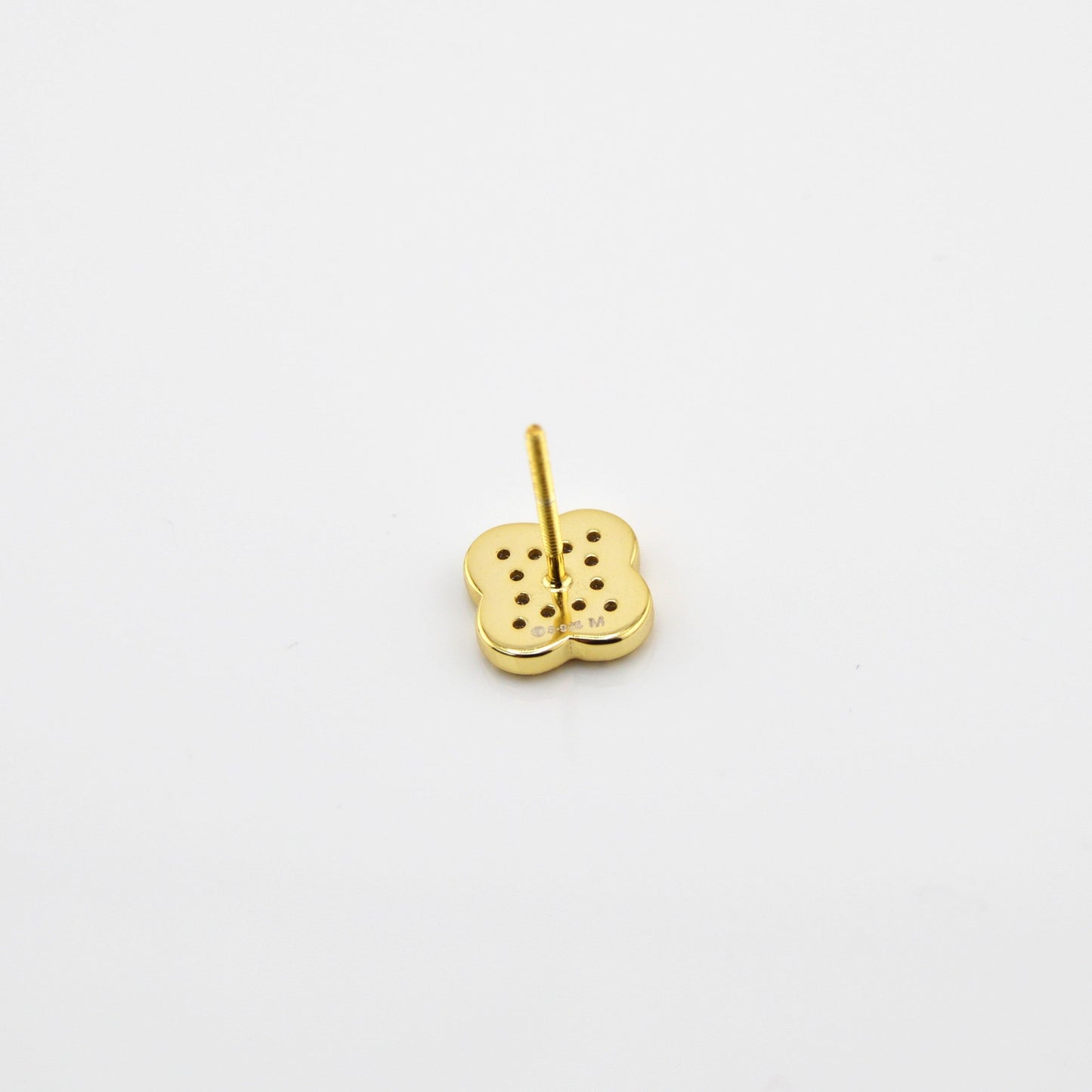 18K Gold Plated Over 925 Sterling Silver Moissanite Clover Stud Earrings
