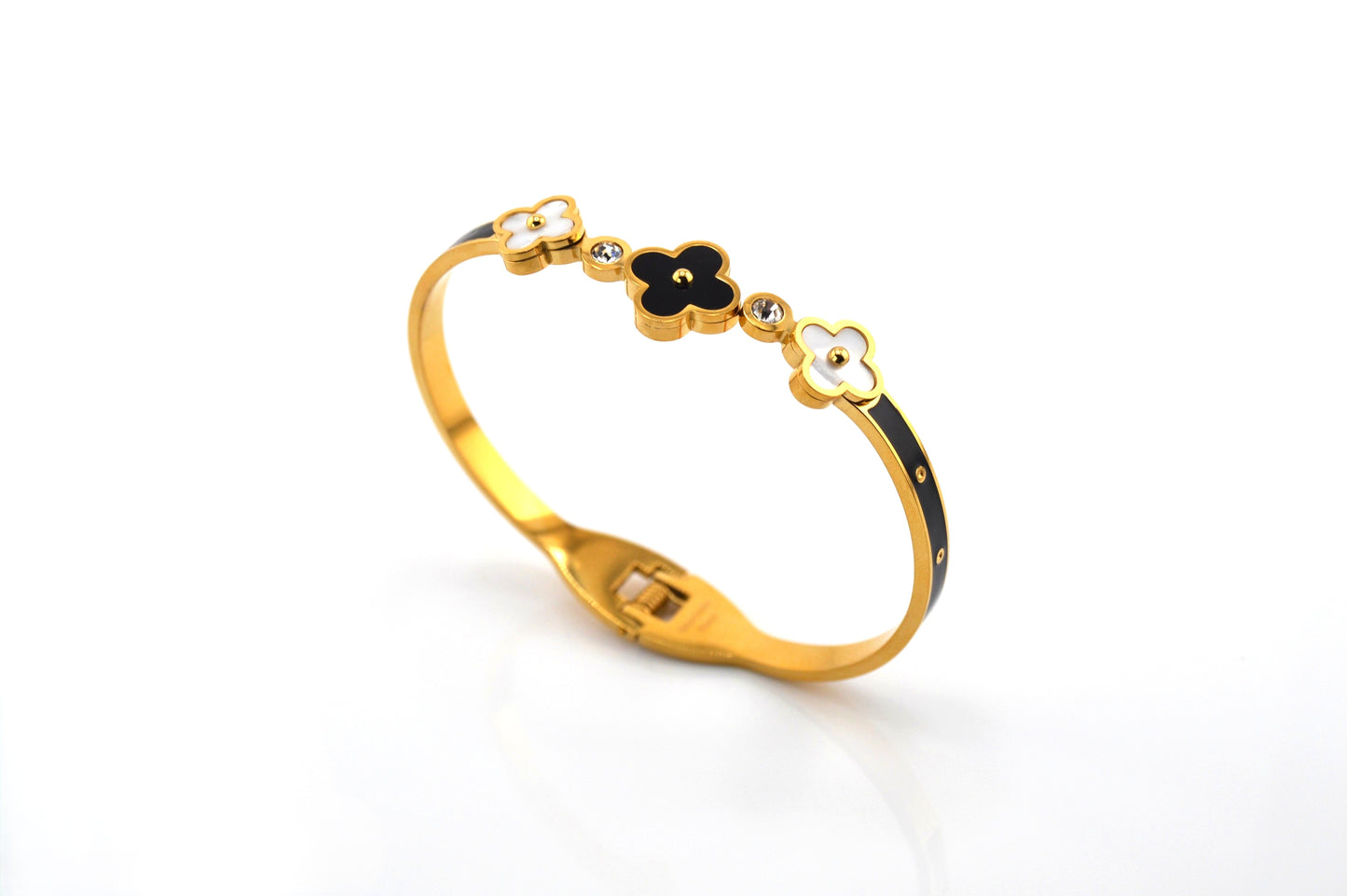 Stainless Steel Clover Bangle Bracelet