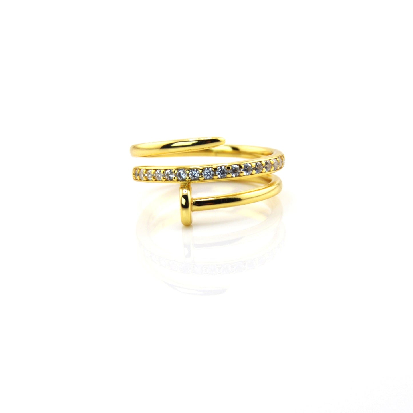 925 Sterling Silver CZ Nail Ring