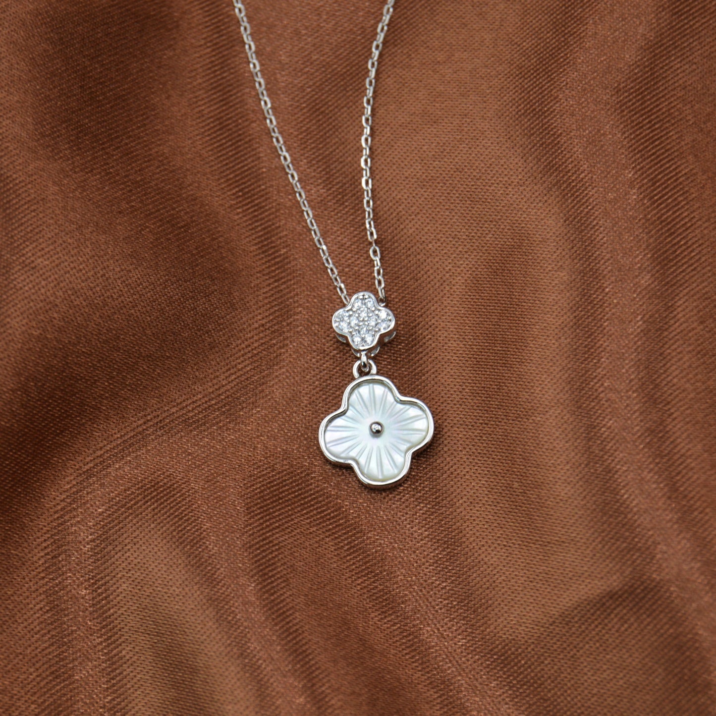 925 Sterling Silver Double Clover Necklace