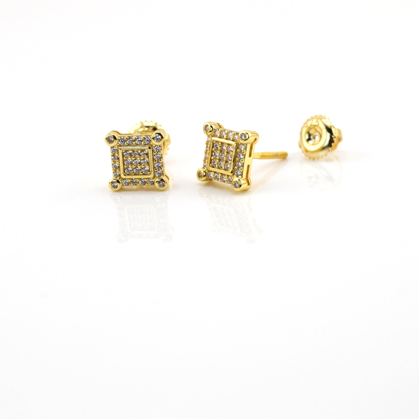925 Sterling Silver Dainty Square Screw Stud Earrings