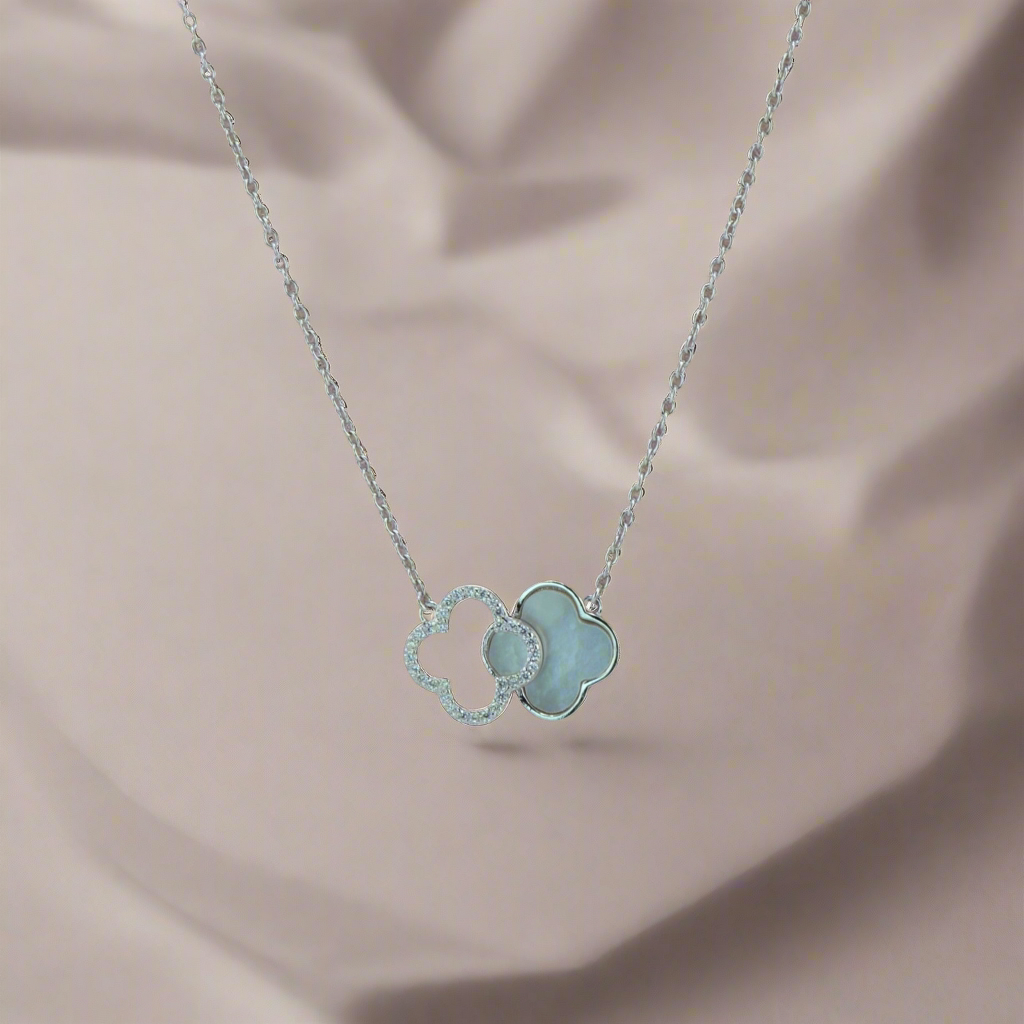 925 Sterling Silver Double Clover Necklace