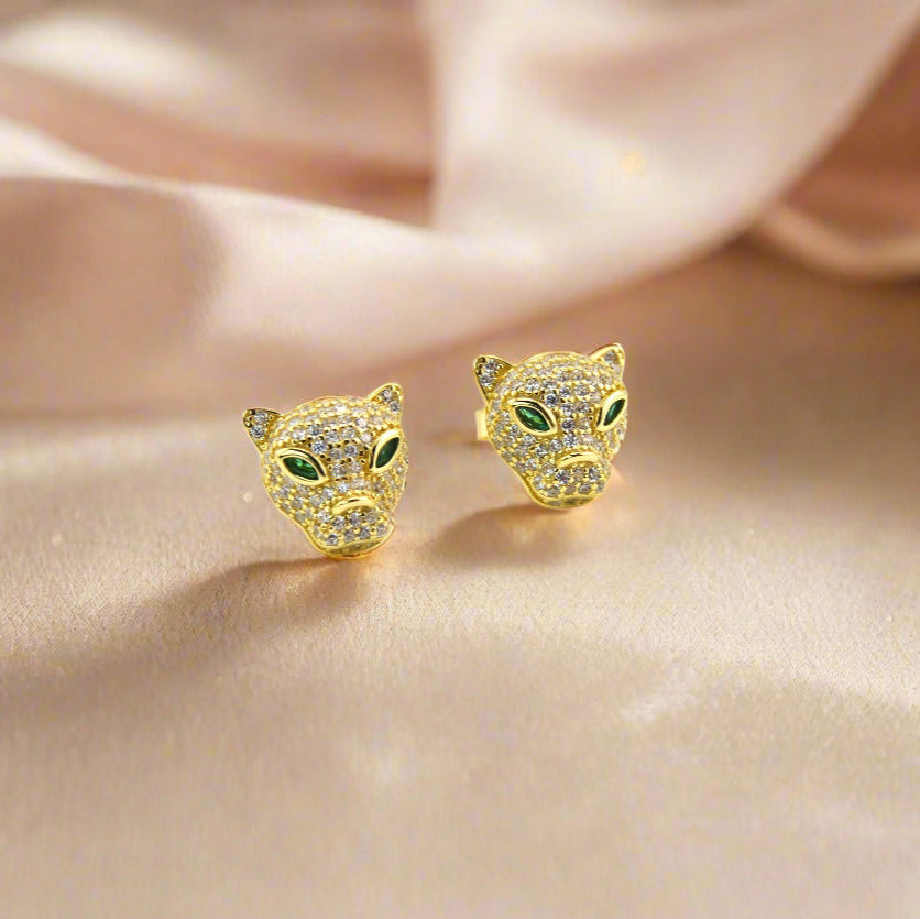 925 Sterling Silver Puma/Panther Stud Earrings