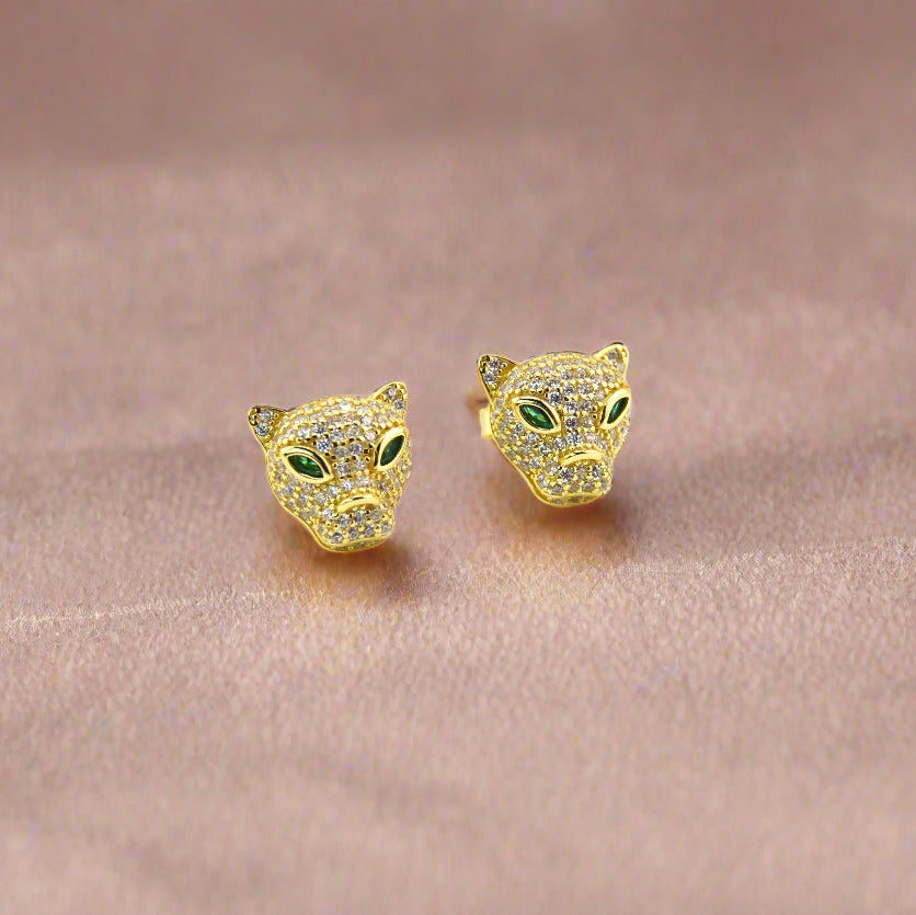 925 Sterling Silver Puma/Panther Stud Earrings