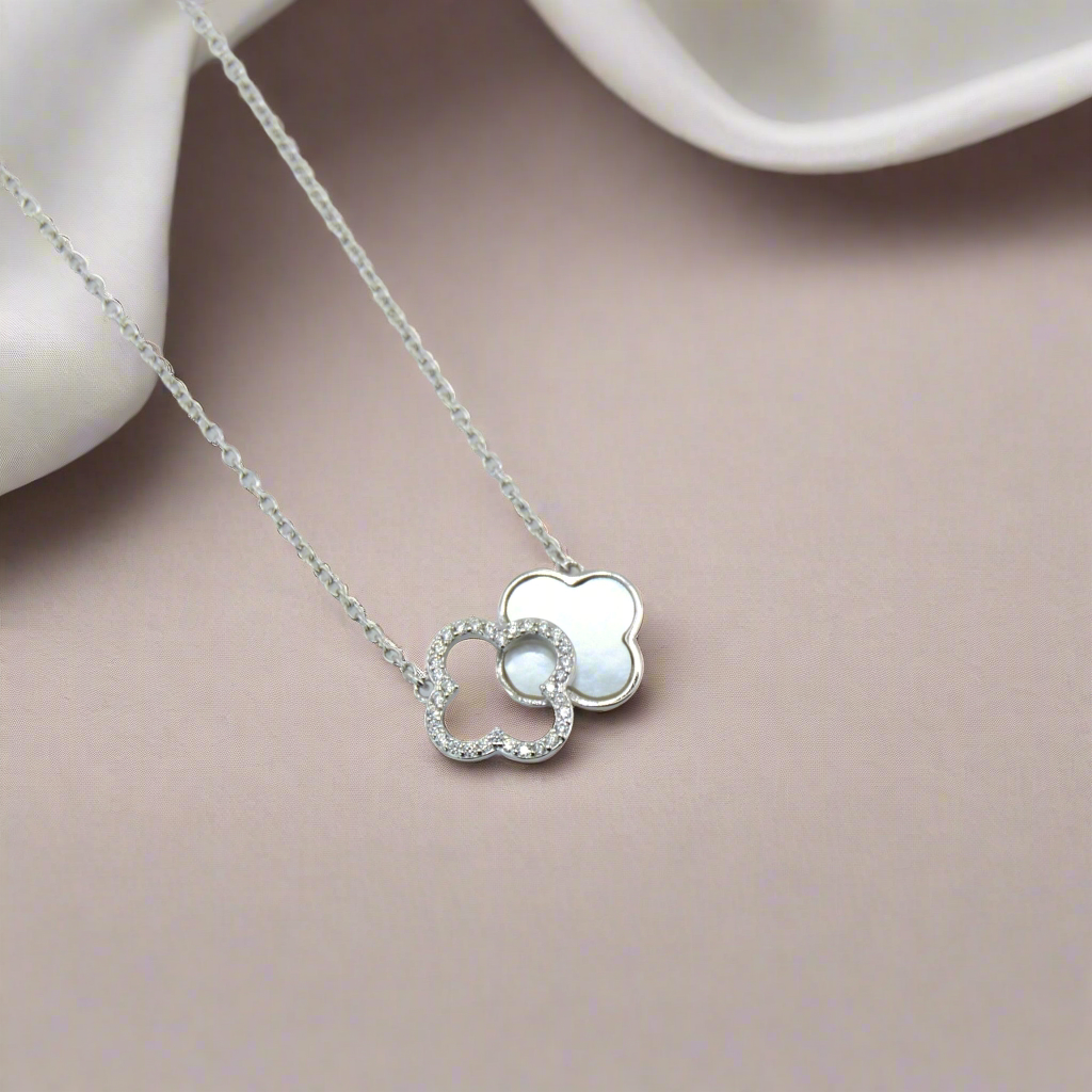 925 Sterling Silver Double Clover Necklace