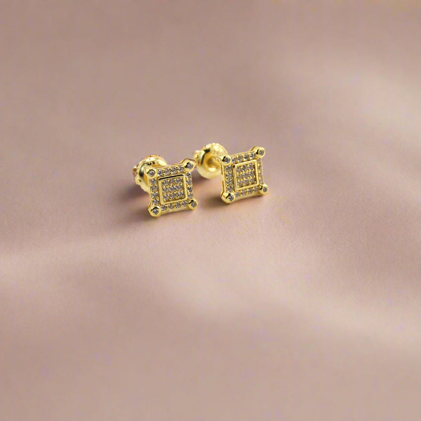 925 Sterling Silver Dainty Square Screw Stud Earrings