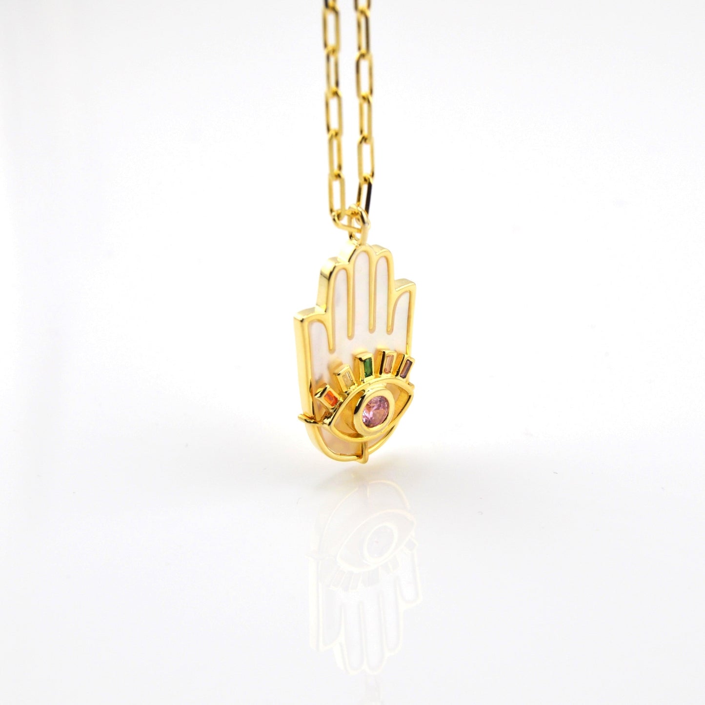 Mother of Pearl Hamsa Necklace