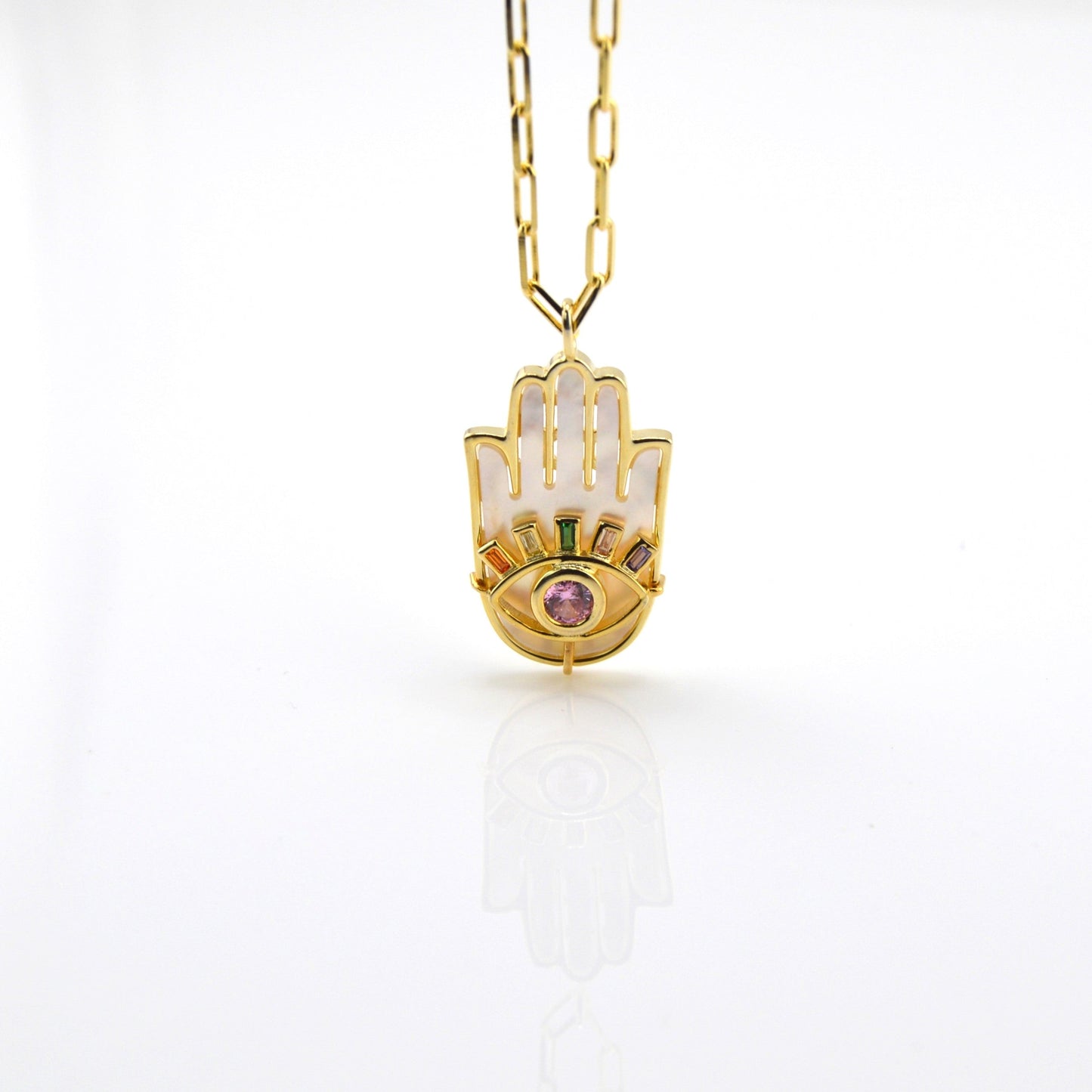 Mother of Pearl Hamsa Necklace