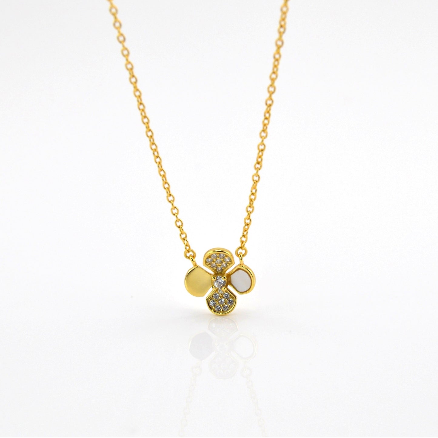 18K Gold Plated over 925 Sterling Silver Clover Necklace