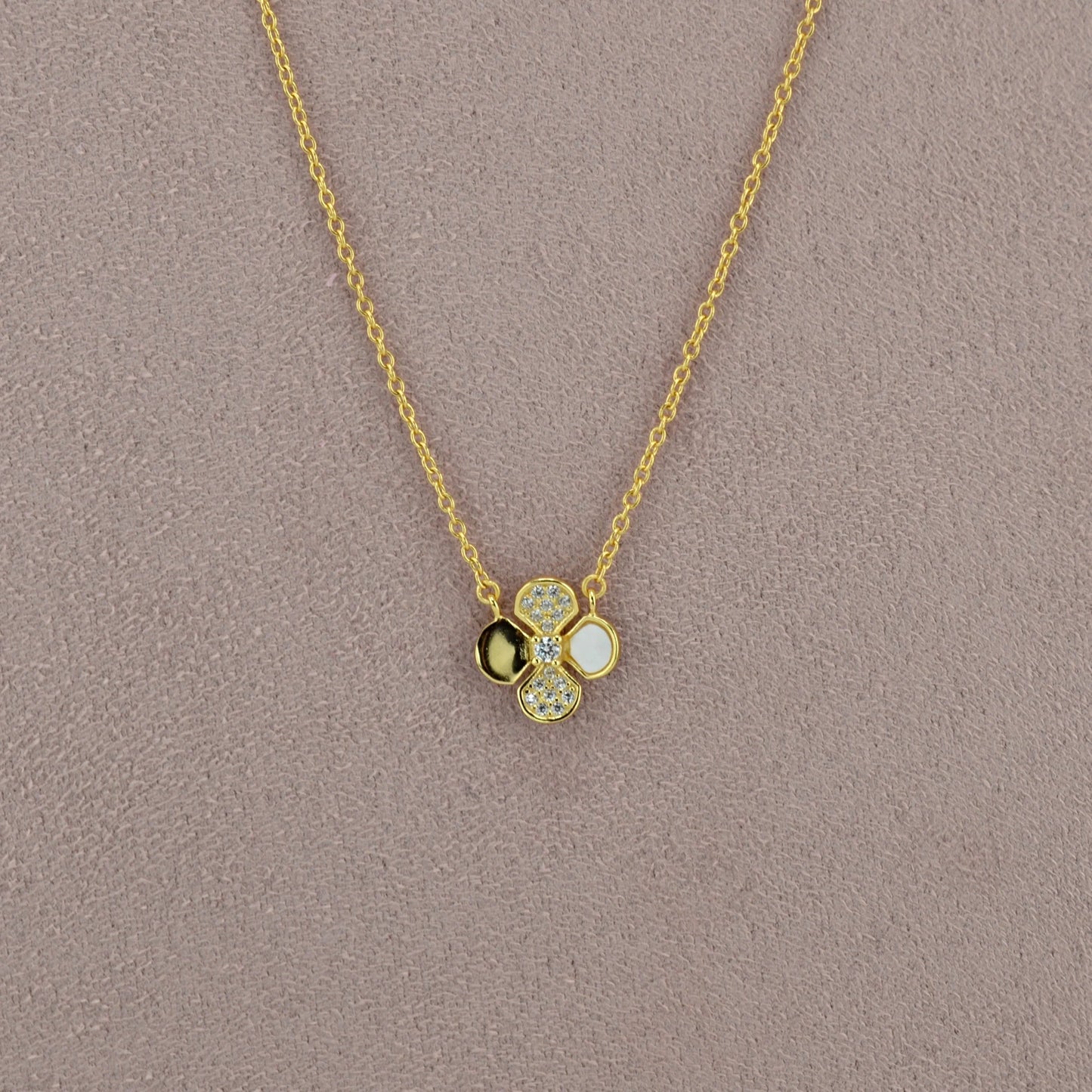 18K Gold Plated over 925 Sterling Silver Clover Necklace