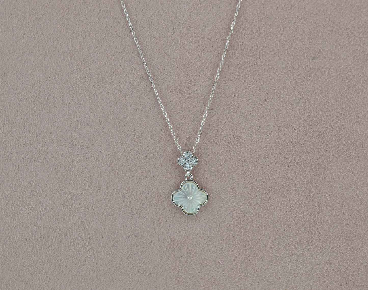 925 Sterling Silver Double Clover Necklace