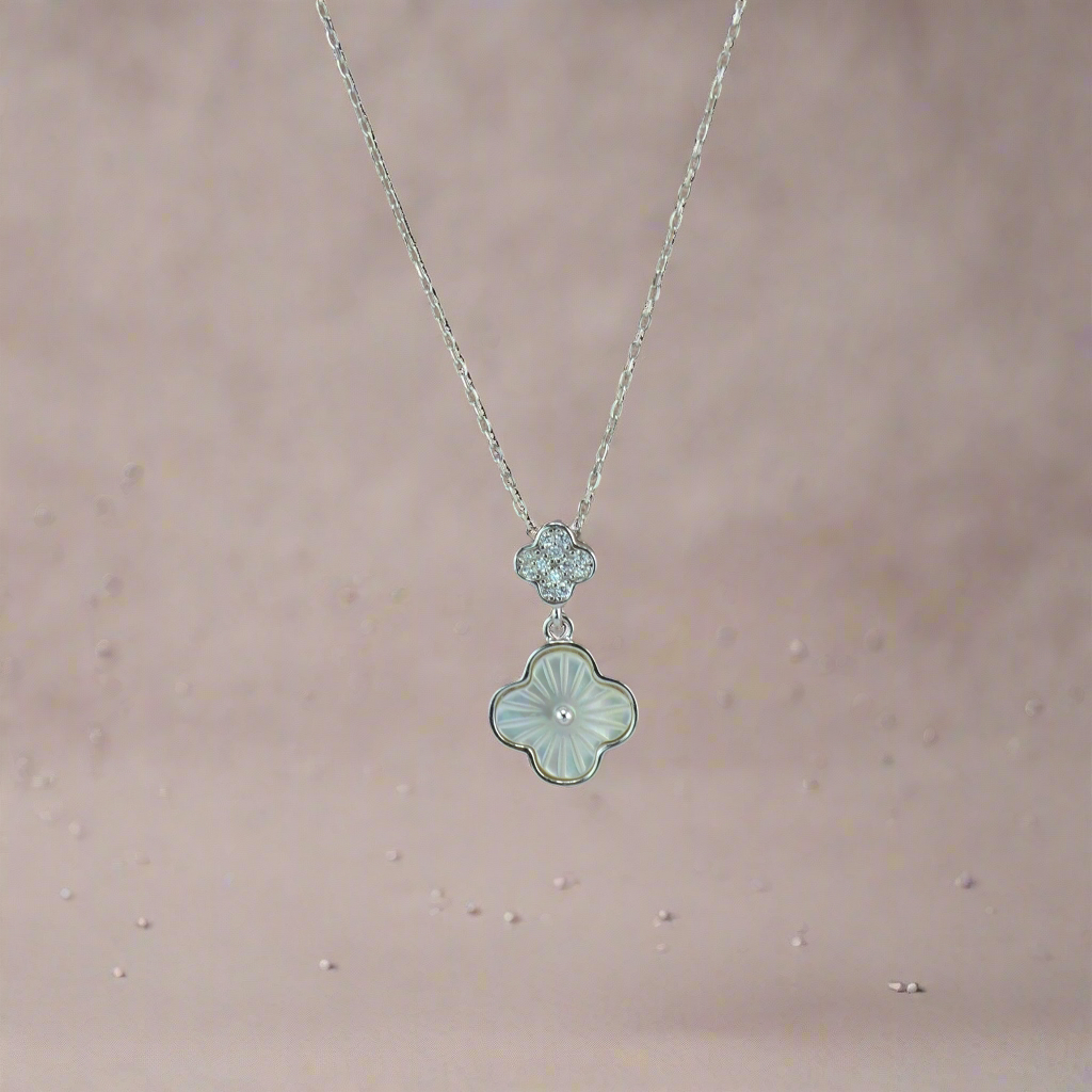 925 Sterling Silver Double Clover Necklace