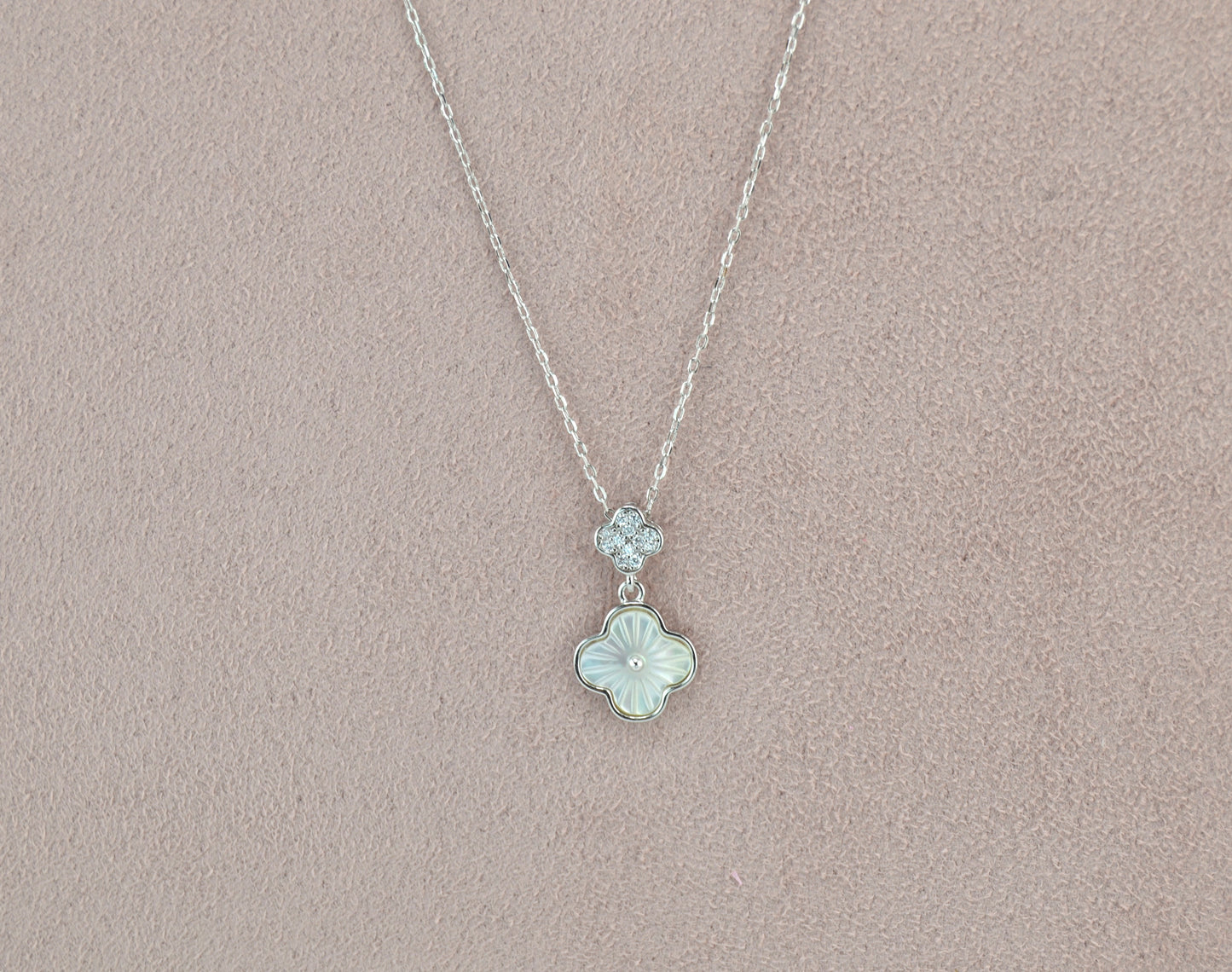 925 Sterling Silver Double Clover Necklace
