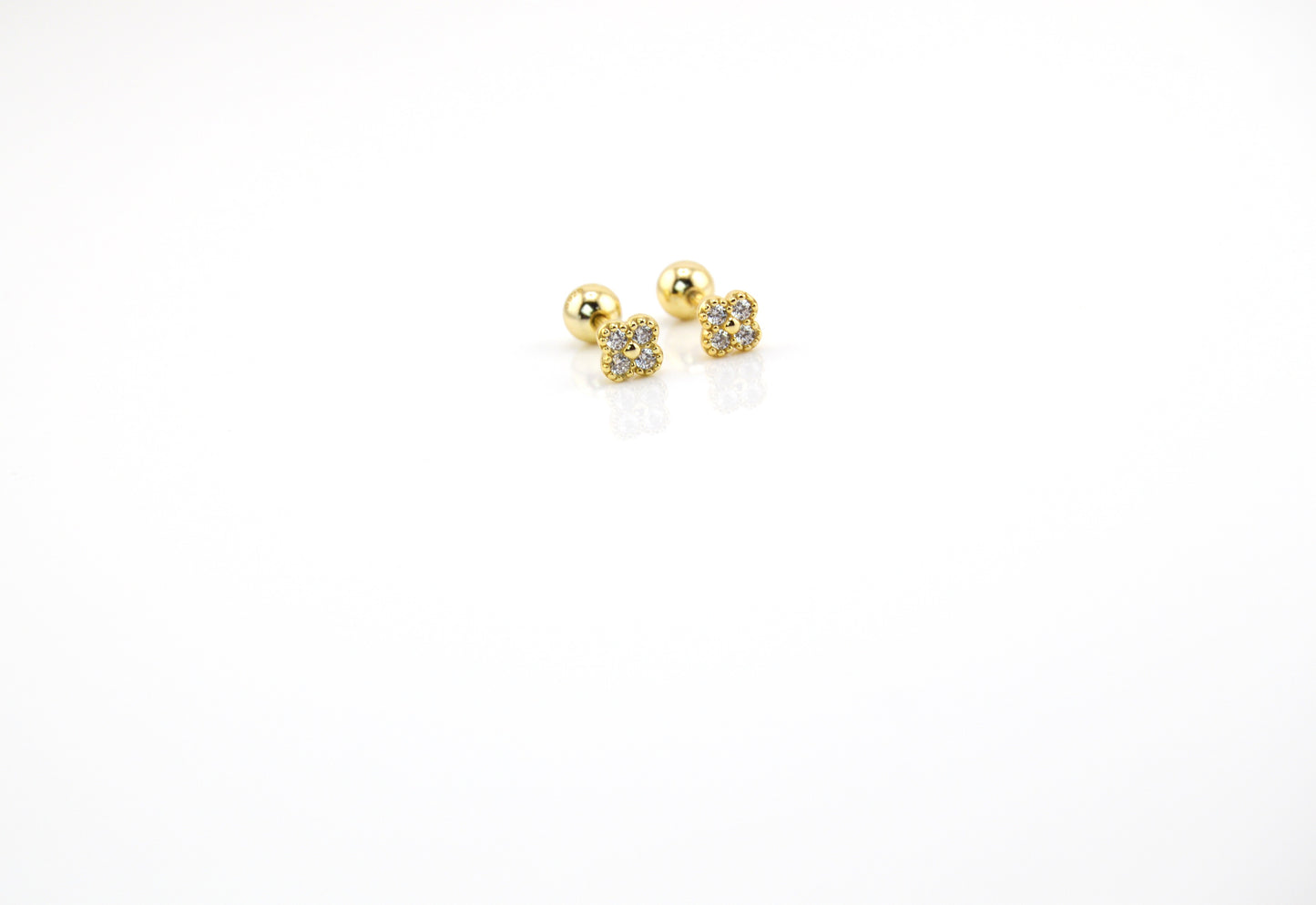 925 Sterling Silver Dainty Clover Stud Earrings