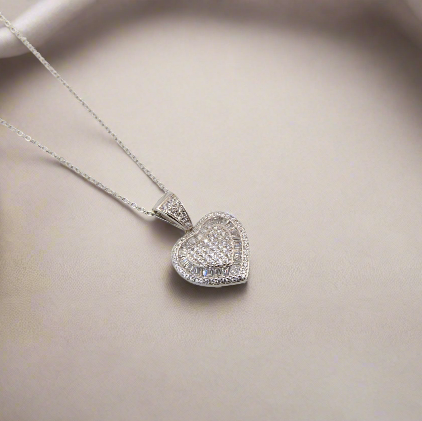 925 Sterling Silver Heart CZ Necklace