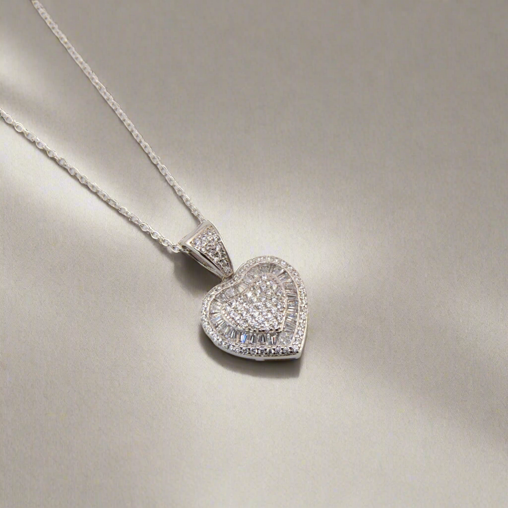 925 Sterling Silver Heart CZ Necklace