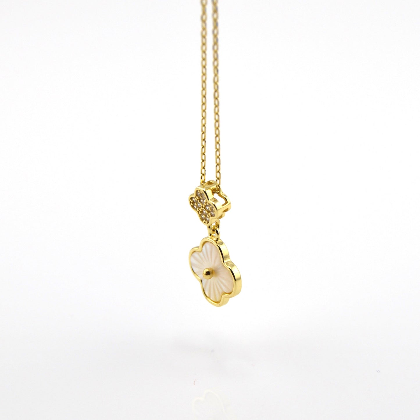 18K Gold Plated over Double Clover Necklace
