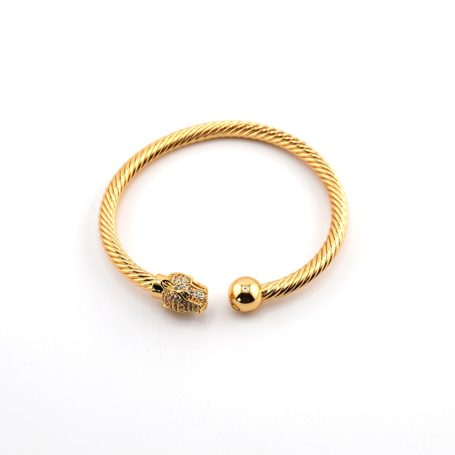 18K Gold Filled Jaguar Bangle Cuff Twisted Bracelet